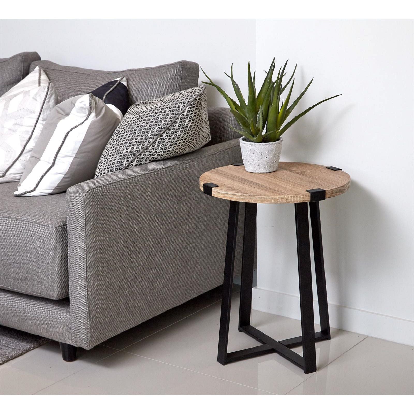 Stylish Oak Capri Round End Table by Criterion - Perfect for Living Room, Bedroom or Office Accent Furniture