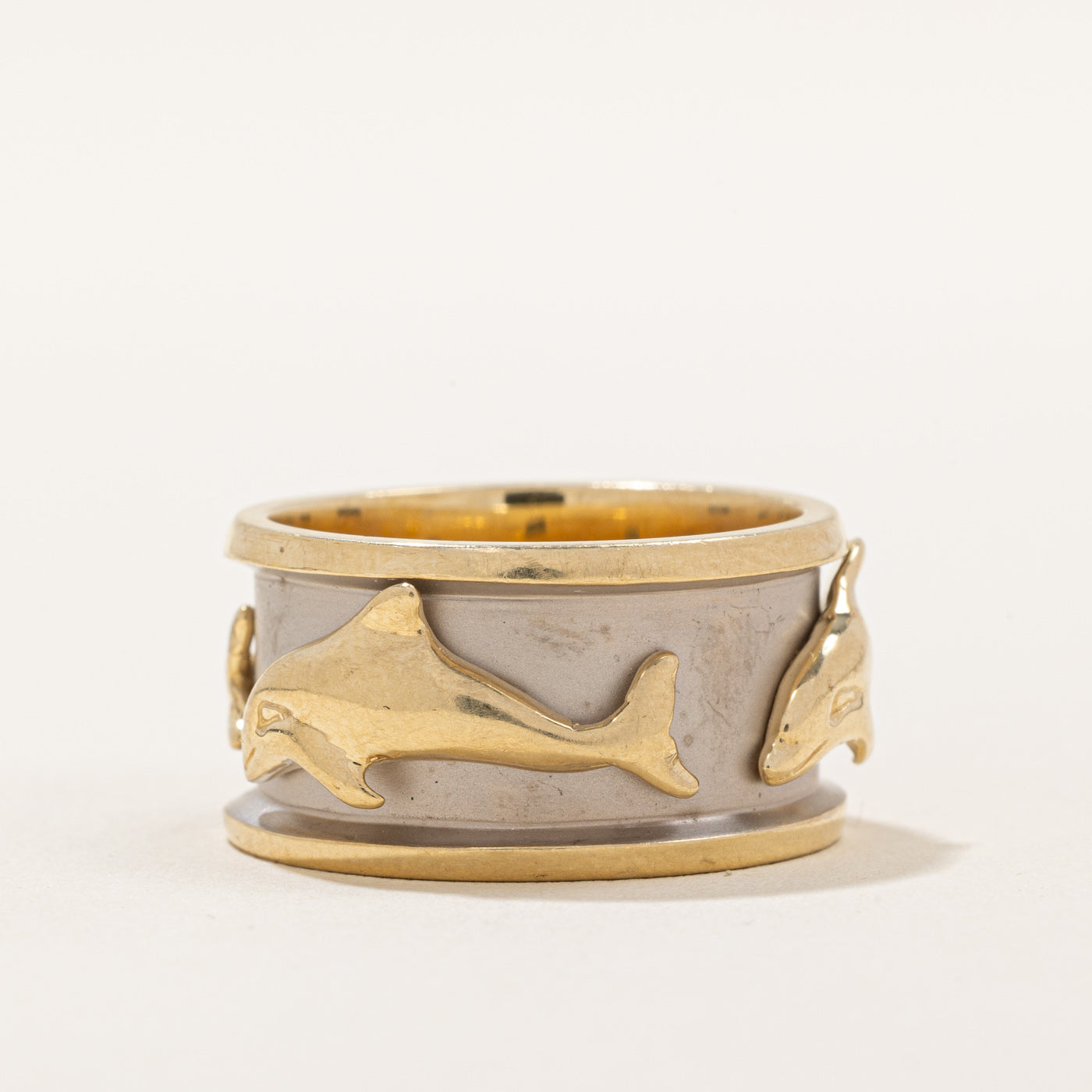 14K Yellow Gold Dolphin Ring for Women - Size 8.5 - Elegant Ocean Jewelry Gift for Beach Lovers & Marine Life Enthusiasts