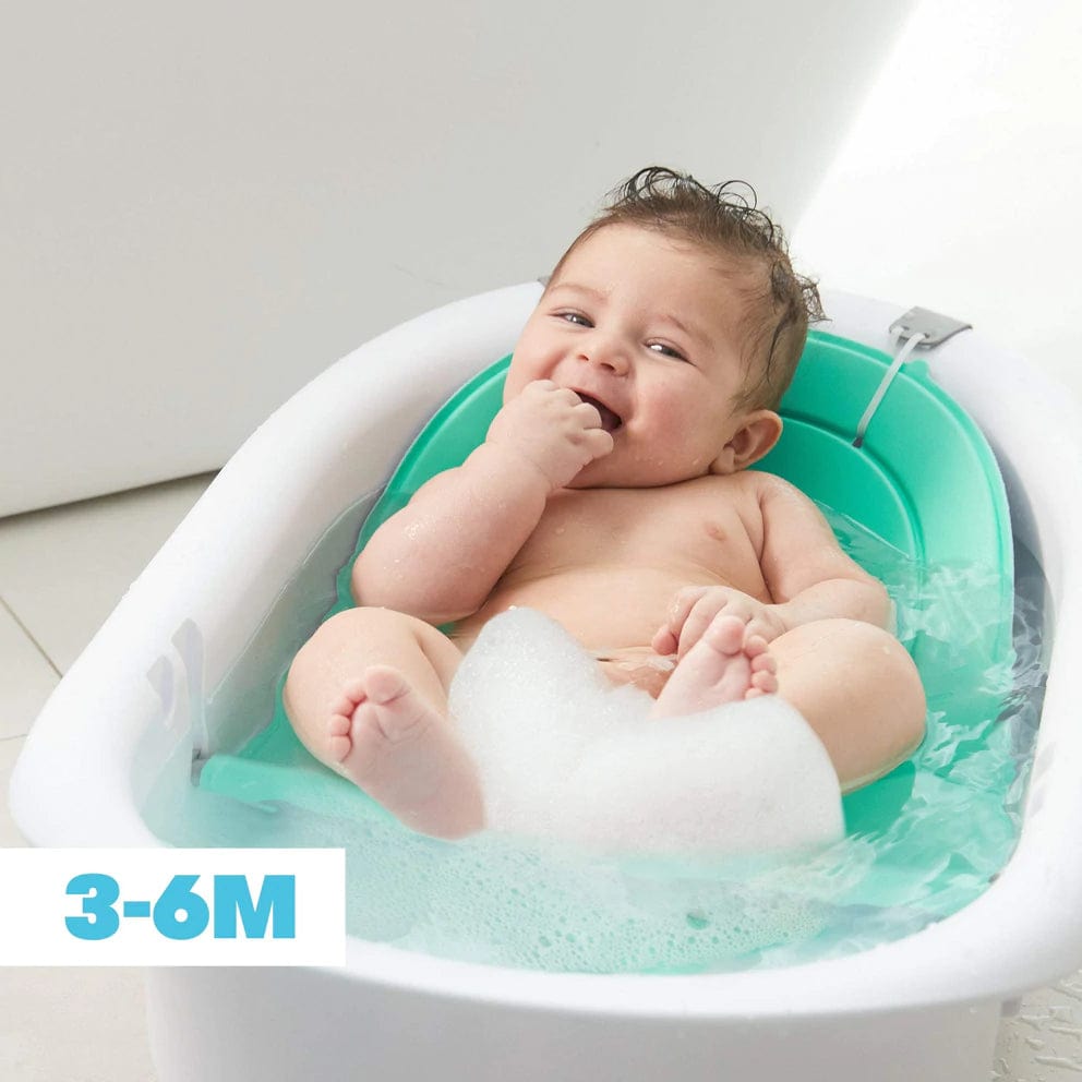 Fridababy 4-in-1 Adjustable Baby Bathtub - Convertible Infant to Toddler Tub with Drain Plug & Non-Slip Surface for Safe Bathing at Home or Travel