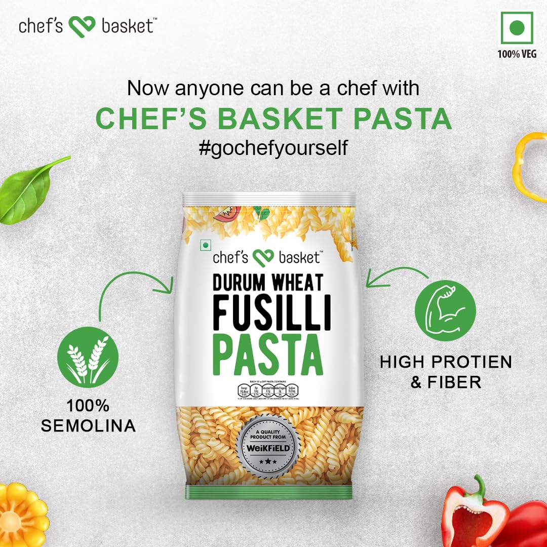 Organic Durum Wheat Fusilli Pasta - 500g | High-Quality Vegetarian Pasta Made with Durum Wheat Semolina | Perfect for Italian Dishes, Salads & Healthy Meals