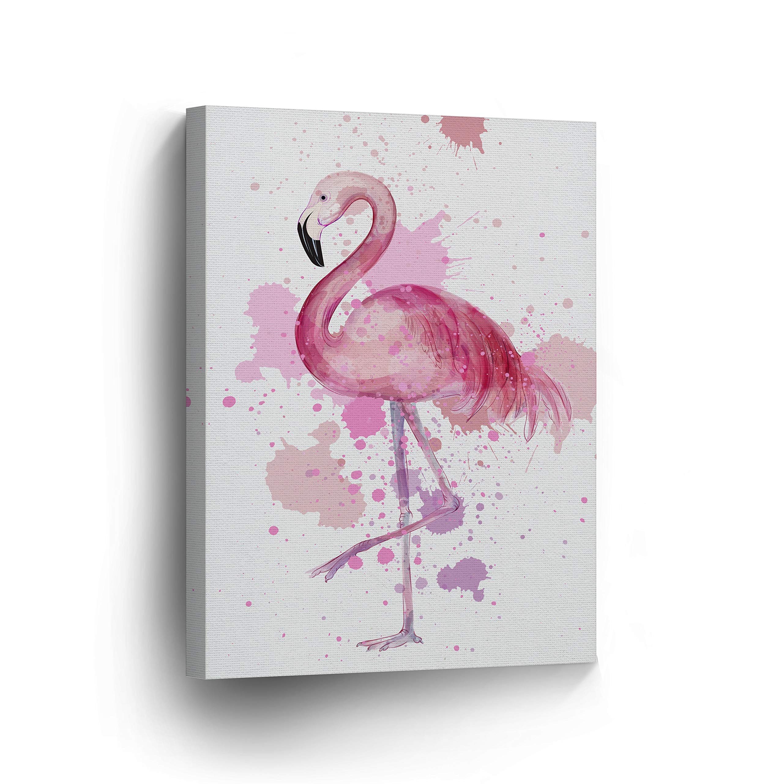 Vibrant Flamingo Watercolor Canvas Print - 40x30 Inch Wall Art for Kids Room, Nursery & Baby Decor | Ready to Hang, Made in USA | Perfect for Playrooms, Bedrooms & Gender-Neutral Nursery Themes