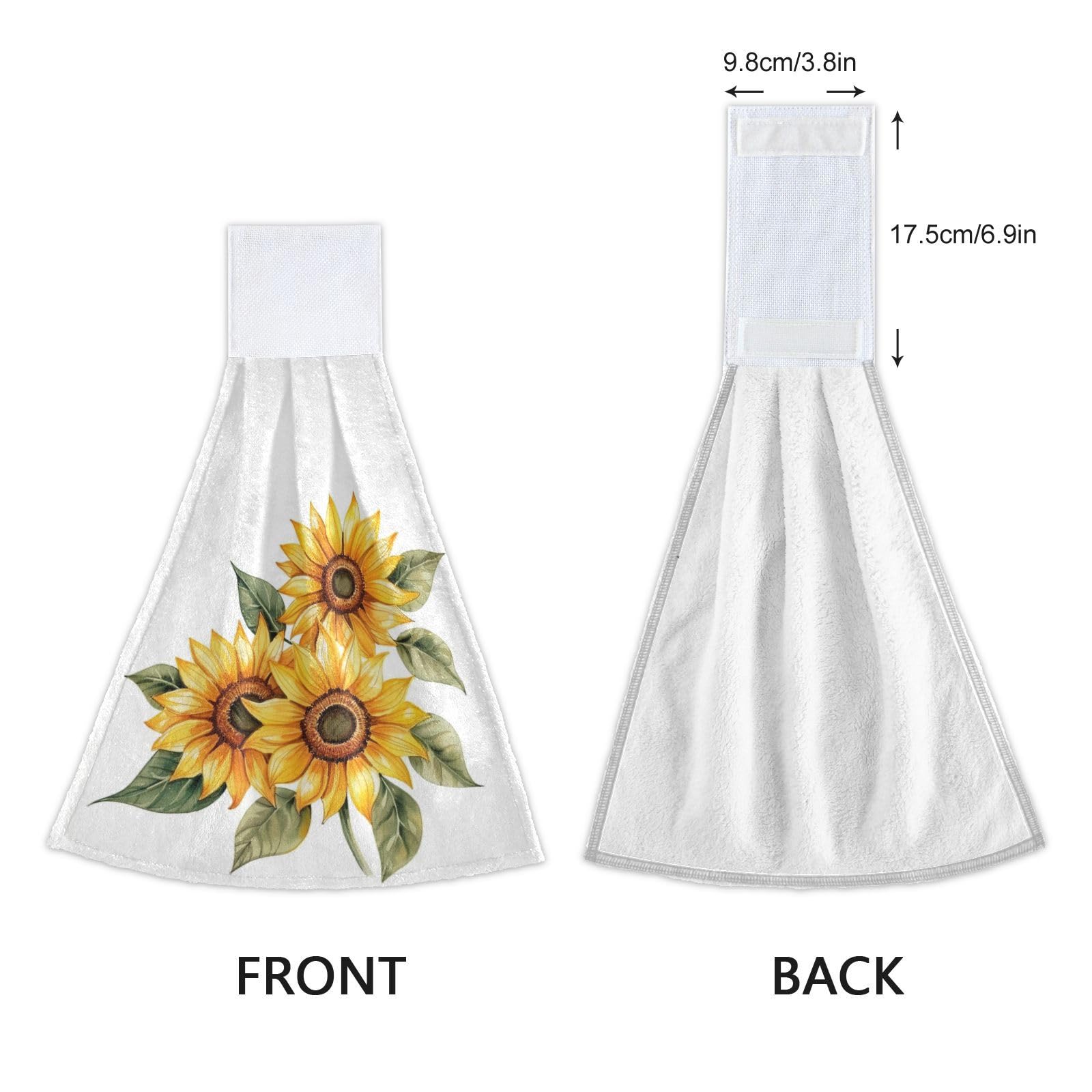 Boccsty Sunflower Hanging Kitchen Towels Set of 2 - Farmhouse Dish Cloths, Hand Towels for Kitchen & Bathroom - Spring Summer Fall Decor, Housewarming Gift, Tabletop & Home Decor - Perfect for Farmhouse, Rustic, and Country Style Kitchens