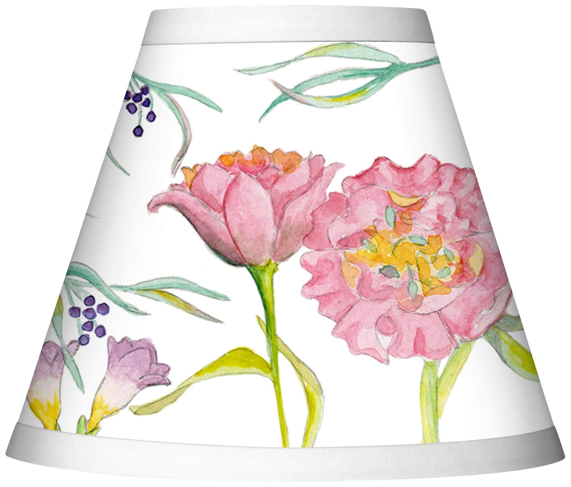 Set of 4 Empire Print Lamp Shades - Spring Garden Floral Design in Pink & Yellow - 3