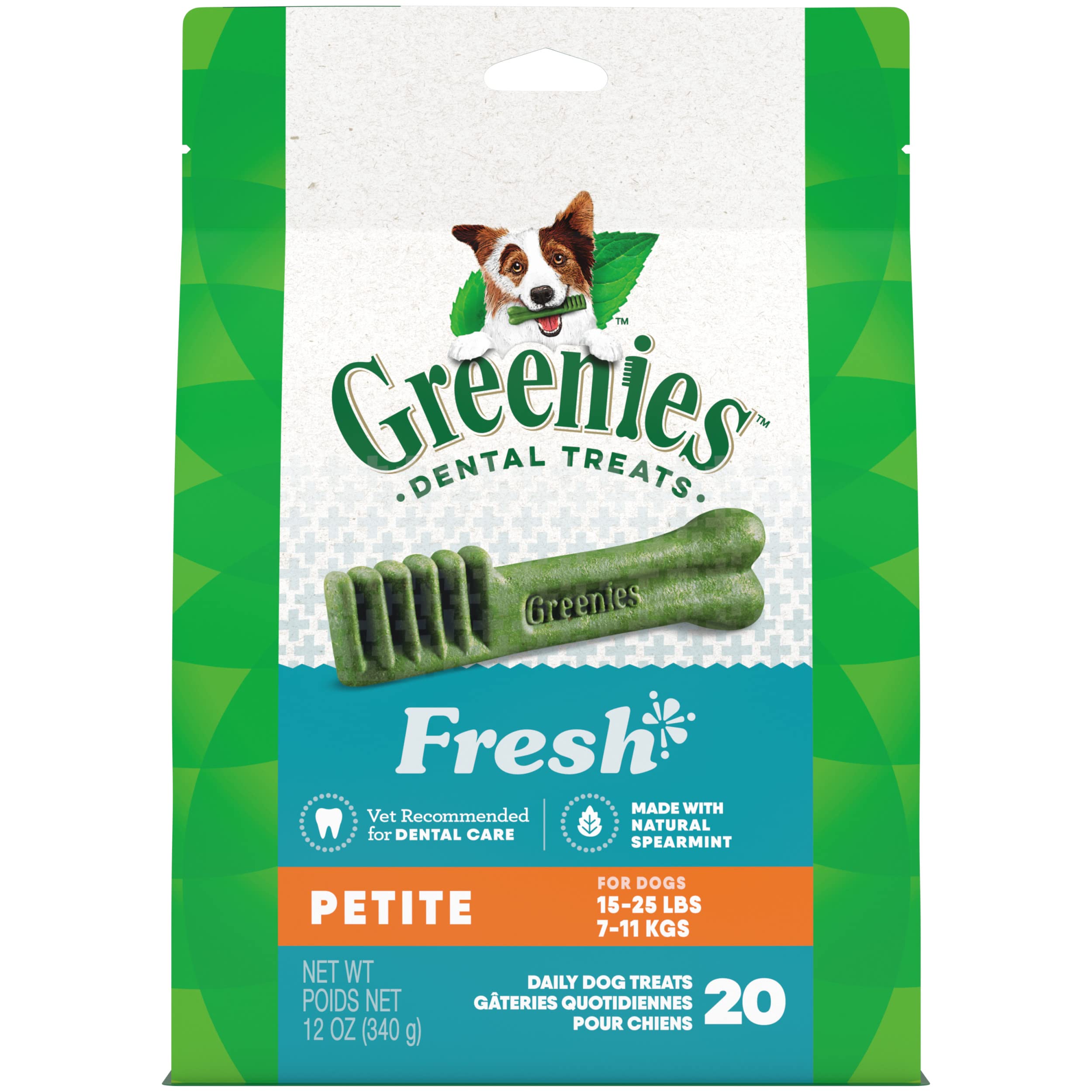 Greenies Fresh Natural Dental Dog Treats for Small & Large Breeds - 12 oz Pack - Tartar Control & Breath Freshener - Perfect for Daily Oral Care & Training Rewards