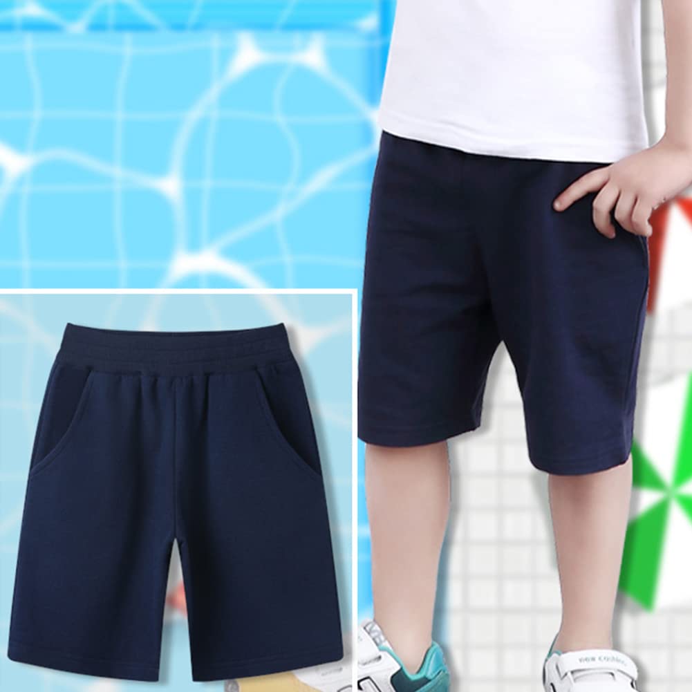 PythJooh Boys' Cotton Sports Shorts - Grey, Black, Navy Blue - Gym, Football, PE, School - Comfortable Athletic Shorts for Kids Ages 2-13 - Perfect for Sports, Play & Everyday Wear