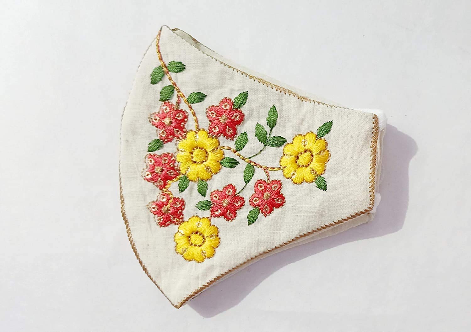APURK 100% Cotton Hand Embroidered Reusable Face Masks - Washable Multicolor Cloth Masks for Women (Pack of 2) | Wedding, Party & Daily Protection