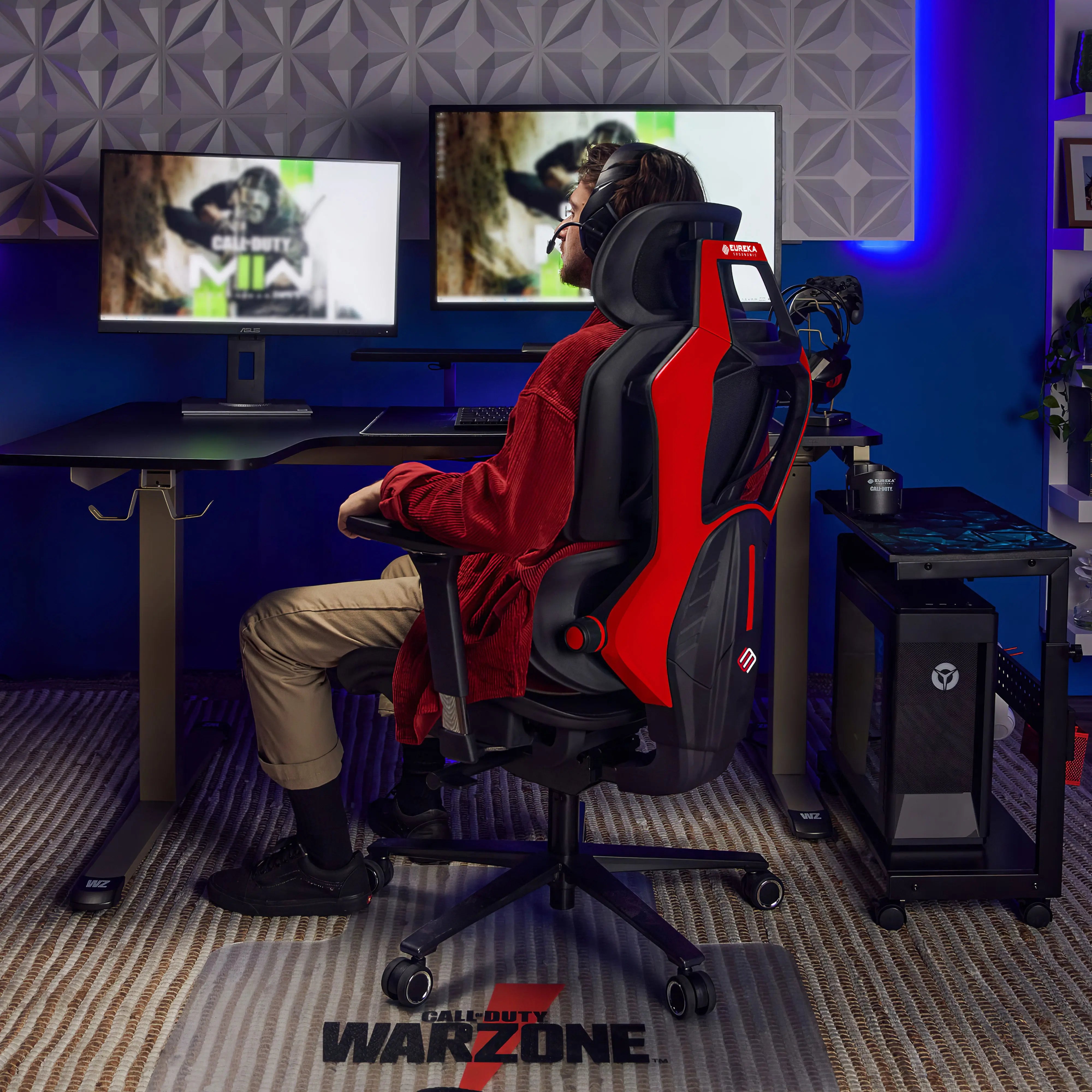 Typhon Hybrid Ergonomic Gaming Chair - Adjustable Lumbar Support & Headrest for PC, Office & Console Gaming - Comfortable Racing Style Chair for Long Hours of Work or Play