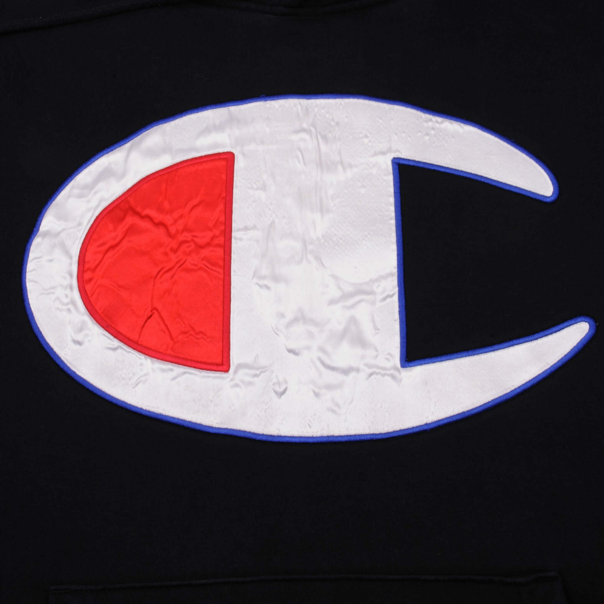 Champion x Supreme Satin Logo Hoodie Sweatshirt SS17 - Medium Size | Streetwear Fashion for Men & Women | Gym, Casual Wear & Urban Style
