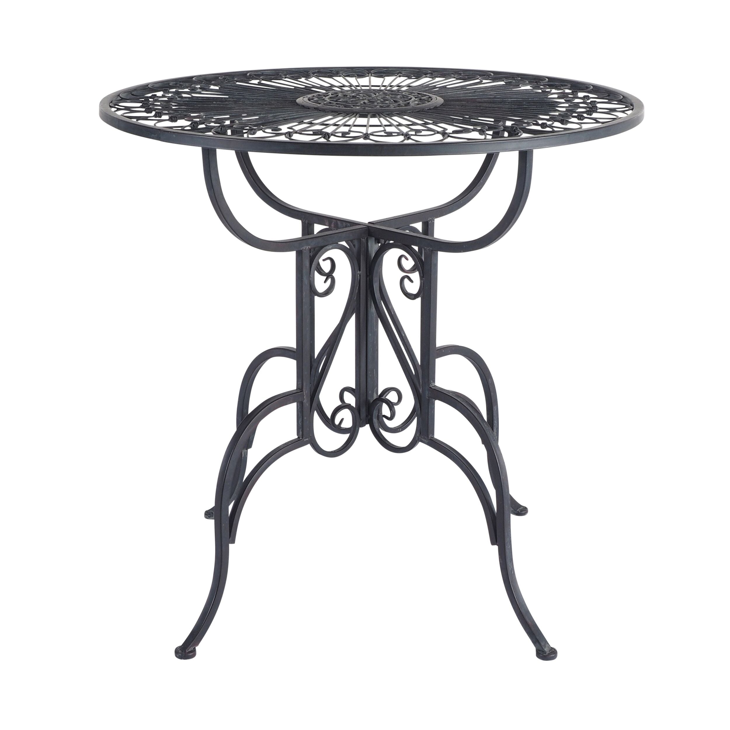 Arles Outdoor Dining Set - Black Garden Table with 2 Matching Chairs - Patio Furniture for Backyard, Deck, or Poolside Relaxation