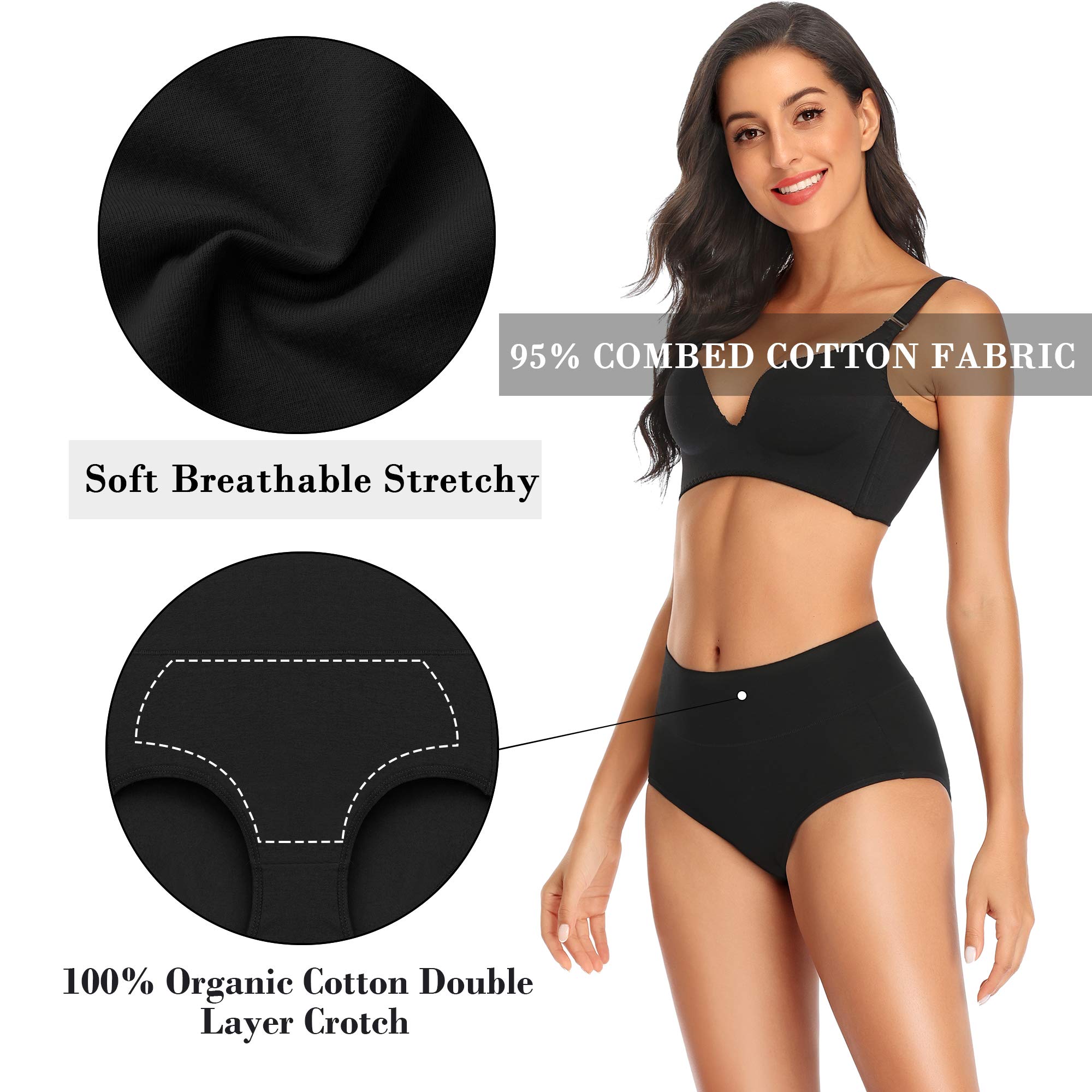 Women's Tummy Control Underwear - High Waisted Cotton Briefs for No Muffin Top, Soft & Breathable Panties - Perfect for Everyday Wear, Workout & Postpartum Recovery