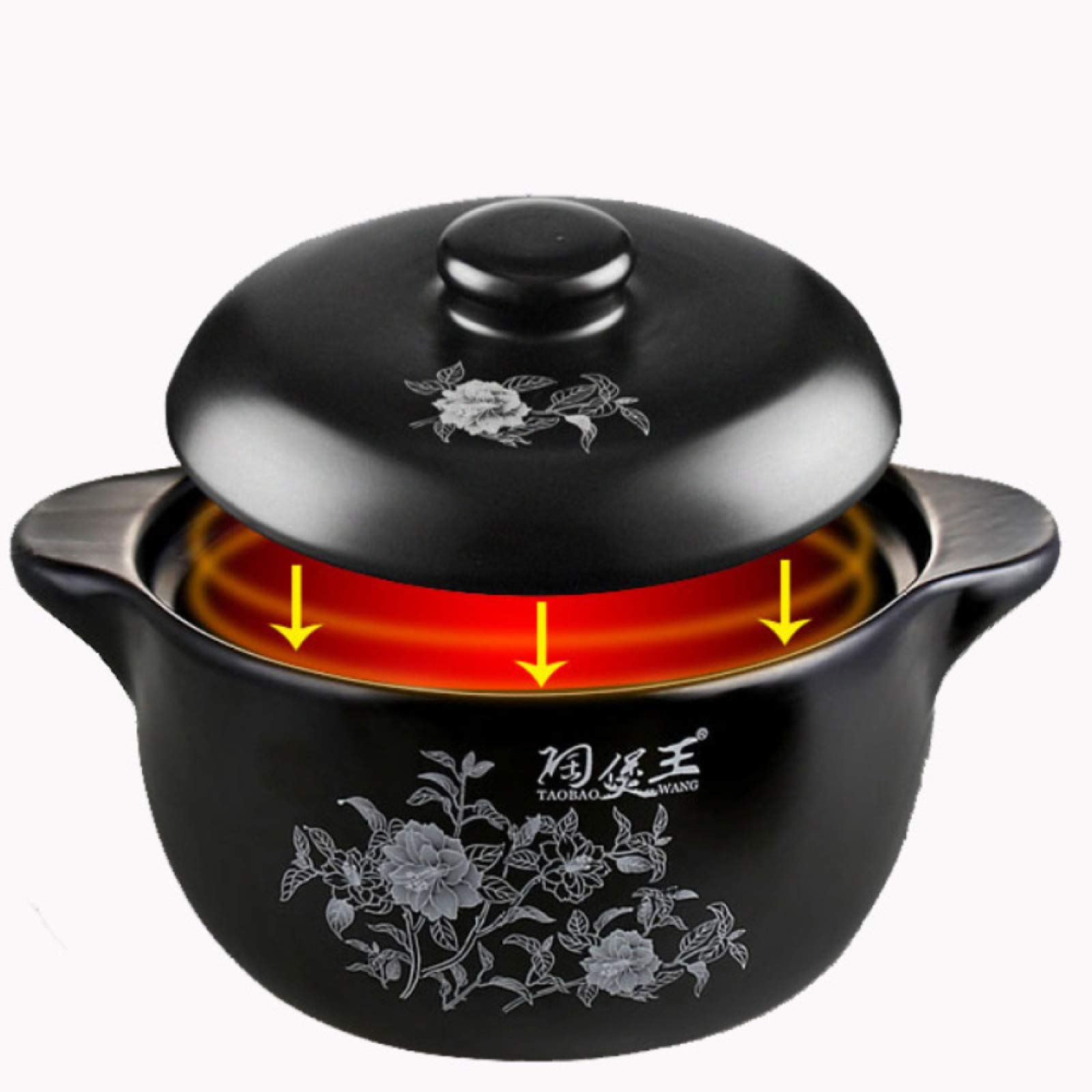 **2.2L Nonstick Casserole Dish with Lid – Black Shallow Hot Pot with Ergonomic Handles for Cooking, Baking & Serving – Perfect for Stovetop, Oven & Dinner Parties**