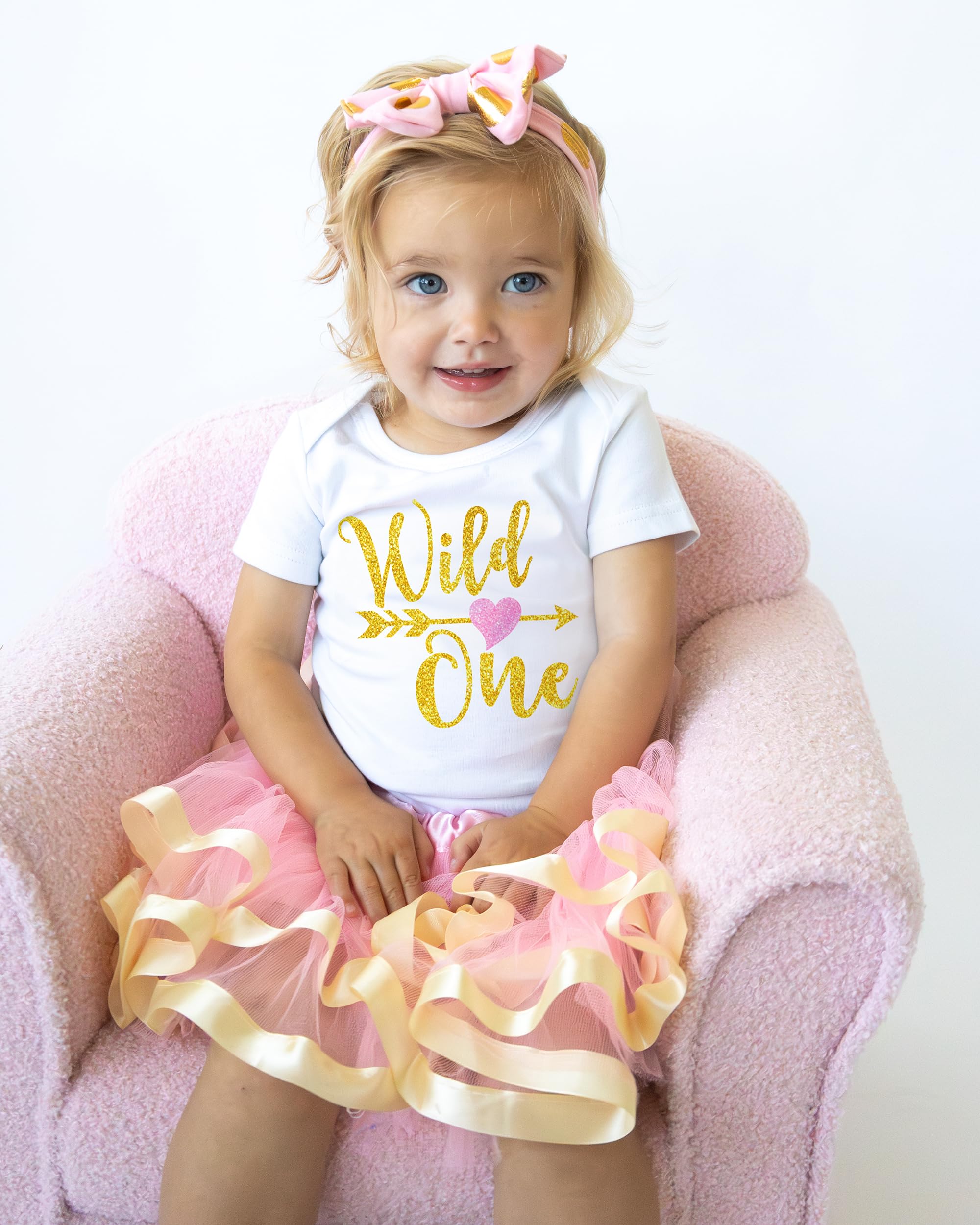Luke and Lulu Wild One 1st Birthday Outfit for Girls - Leopard Print & Pink Gold Tutu Dress - Perfect for First Birthday Photos, Party Celebrations & Special Occasions