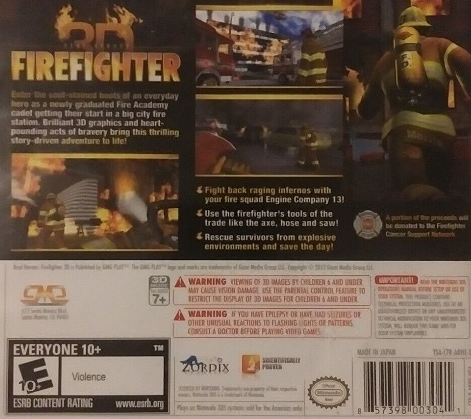 Pre-Owned Firefighter 3D Video Games for Nintendo 3DS - Action-Packed Rescue Simulation for Kids & Adults - Perfect for Emergency Roleplay & Adventure Gaming