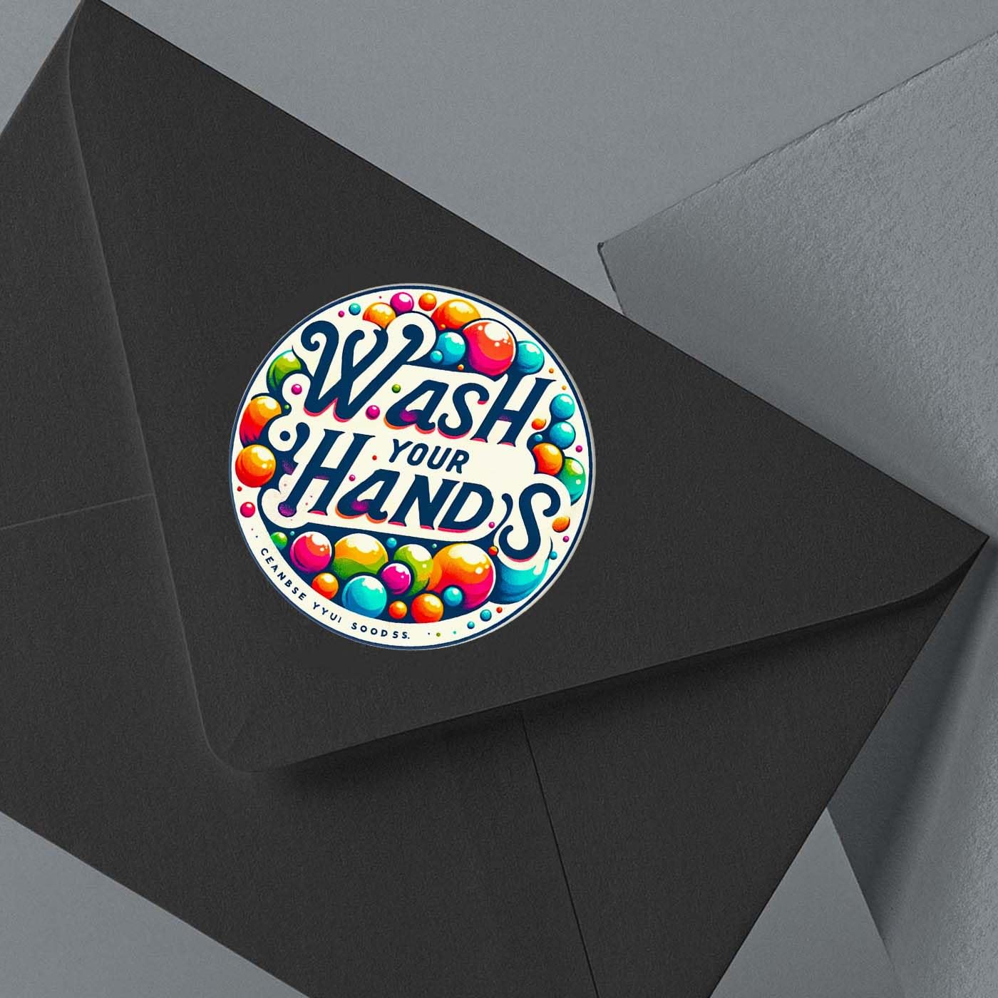Custom Hand Washing Stickers for Business - Personalized Wash Your Hands Labels (100 Pack, 2x2 Inch) - Perfect for Restaurants, Offices & Public Spaces