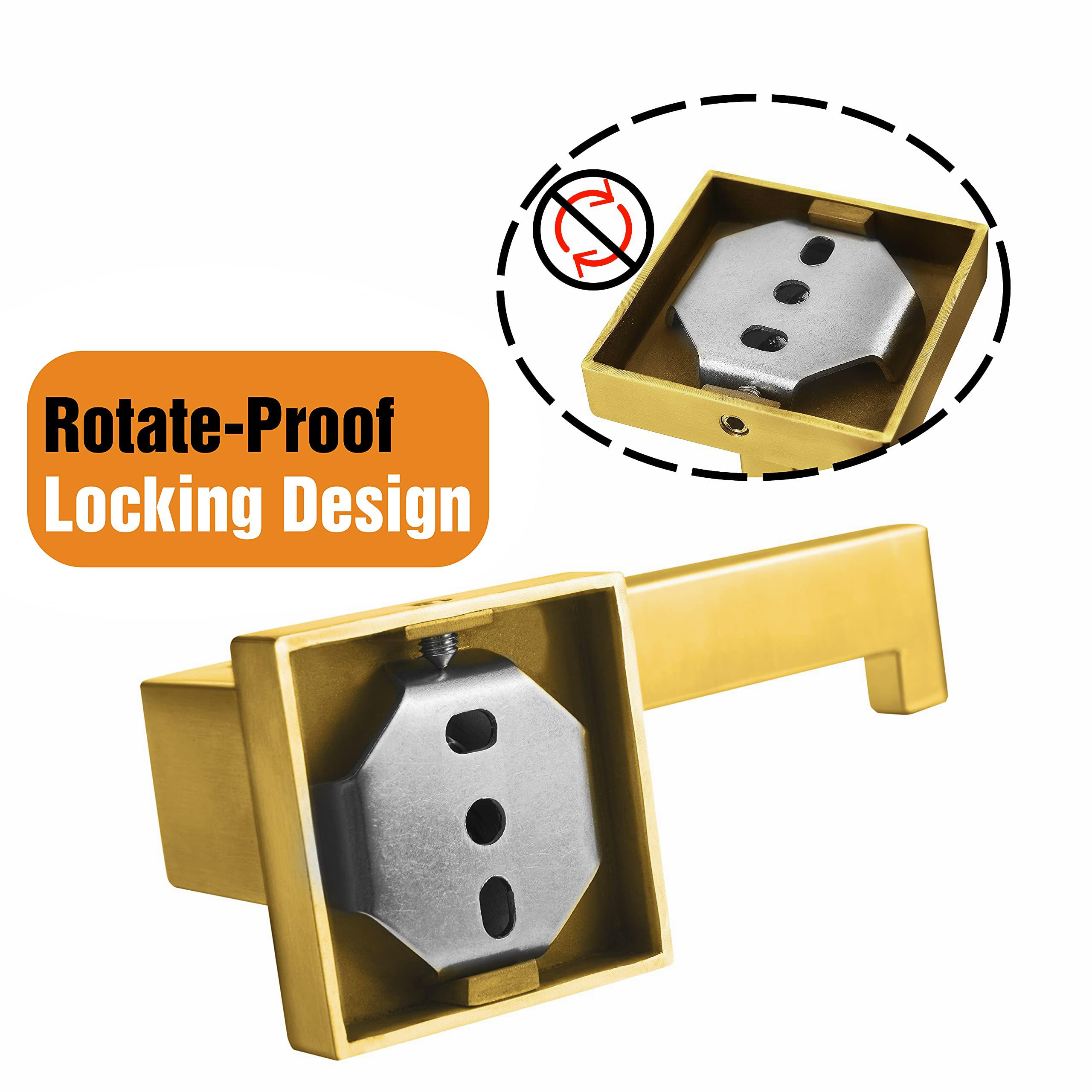 HITSLAM Brushed Gold Brass Toilet Paper Holder - Premium 304 Stainless Steel Wall Mount Bathroom Tissue Roll Holder - Rustproof Square Design for Modern Home & Luxury Hotel Bathrooms