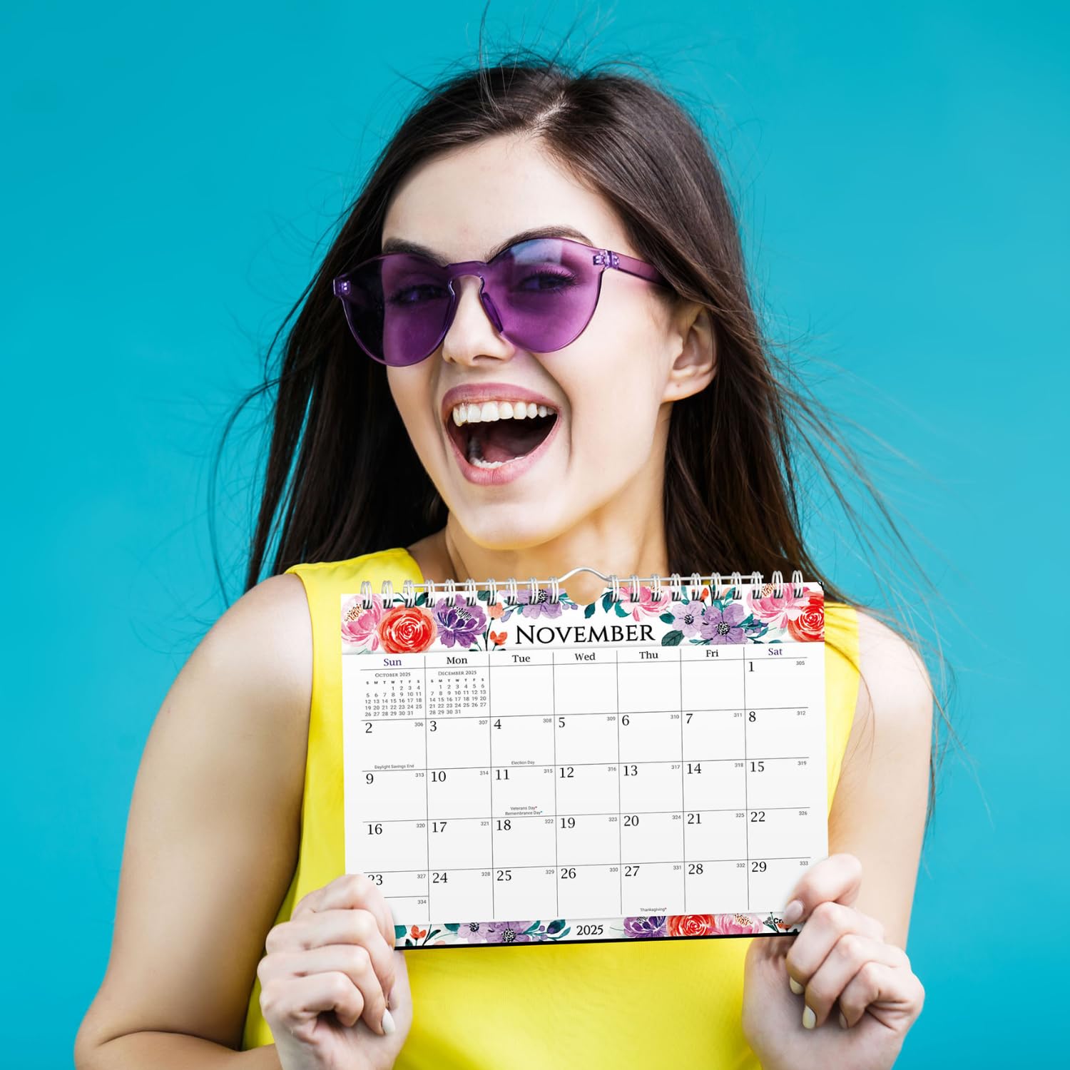 2025 Floral Wall Calendar 8x6 Inch - Mini Monthly Hanging Planner with Beautiful Flower Designs, Includes Stickers - Perfect for Home Office, Kitchen Fridge, Bulletin Board & Desktop Organization