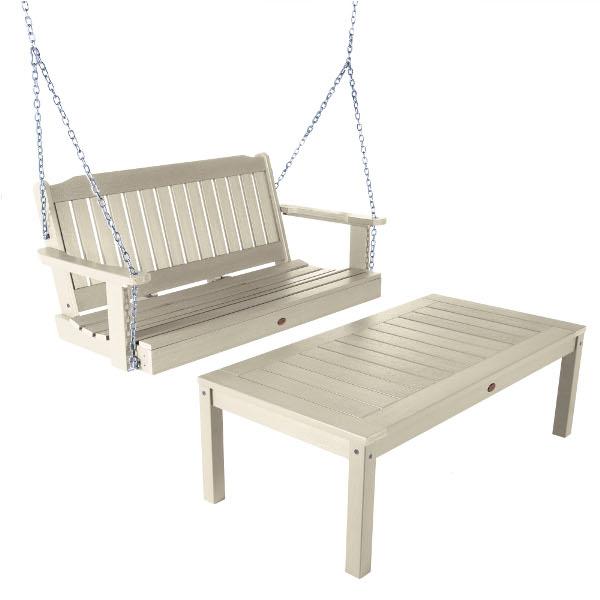 Lehigh 4ft Swing and Coffee Table - Versatile Indoor/Outdoor Furniture for Patio, Living Room, or Office Use