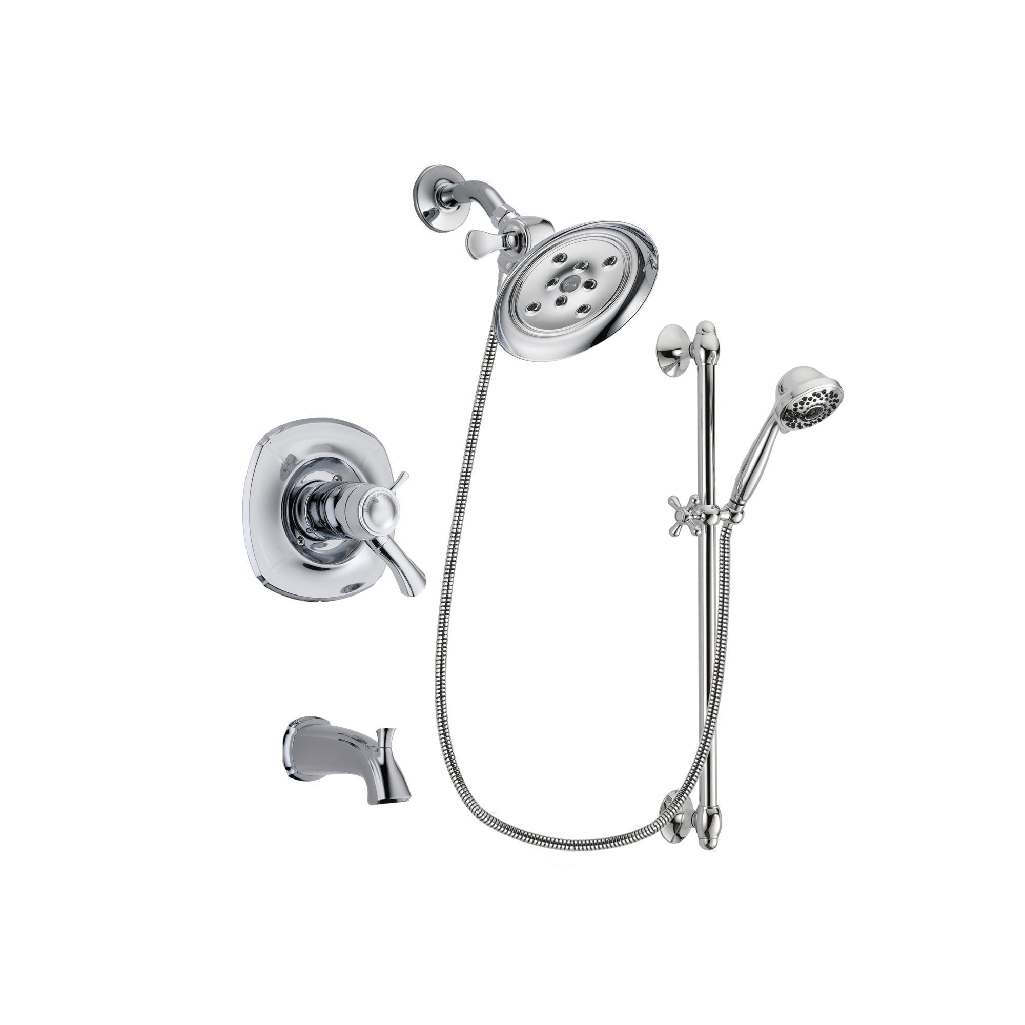 Delta Addison Chrome Thermostatic Tub and Shower Faucet System with Large Rain Showerhead, 7-Spray Handheld Shower & Slide Bar - Includes Rough-in Valve & Tub Spout DSP0635V - Perfect for Modern Bathroom Renovations & Spa-Like Shower Experience