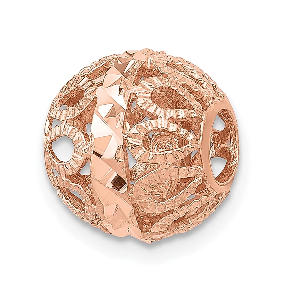 14K Rose Gold Filigree Ball Necklace - Elegant Slide Pendant Chain for Women | Fine Jewelry Gift for Her | Perfect for Weddings, Anniversaries & Special Occasions
