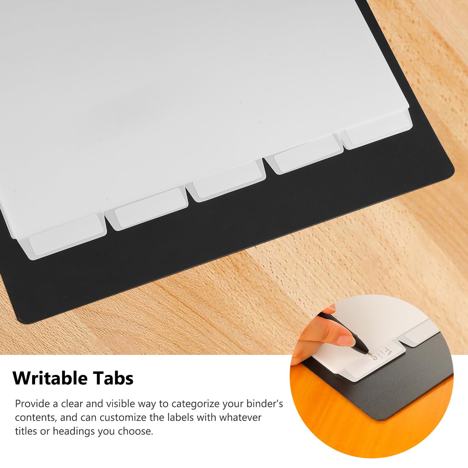 HABGP 10-Piece 5-Tab Divider Set for 3-Ring Binder - White Plastic Index Dividers with Tabs - Durable Page Organizers for School, Office & Home Organization - Perfect for Filing, Note-Taking & Document Management