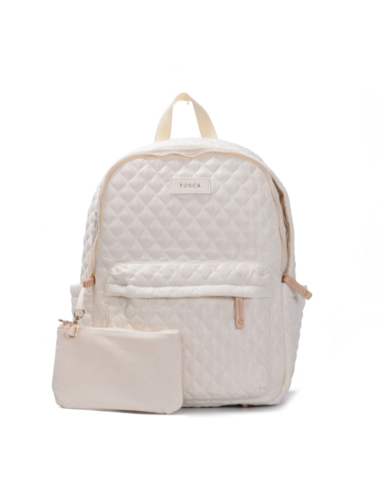 Tosca MET981 Metro Fashion Quilted 15-inch Laptop Backpack for Women & Men - Water-Resistant School, College, Travel & Work Commuter Bag - Mushroom Color