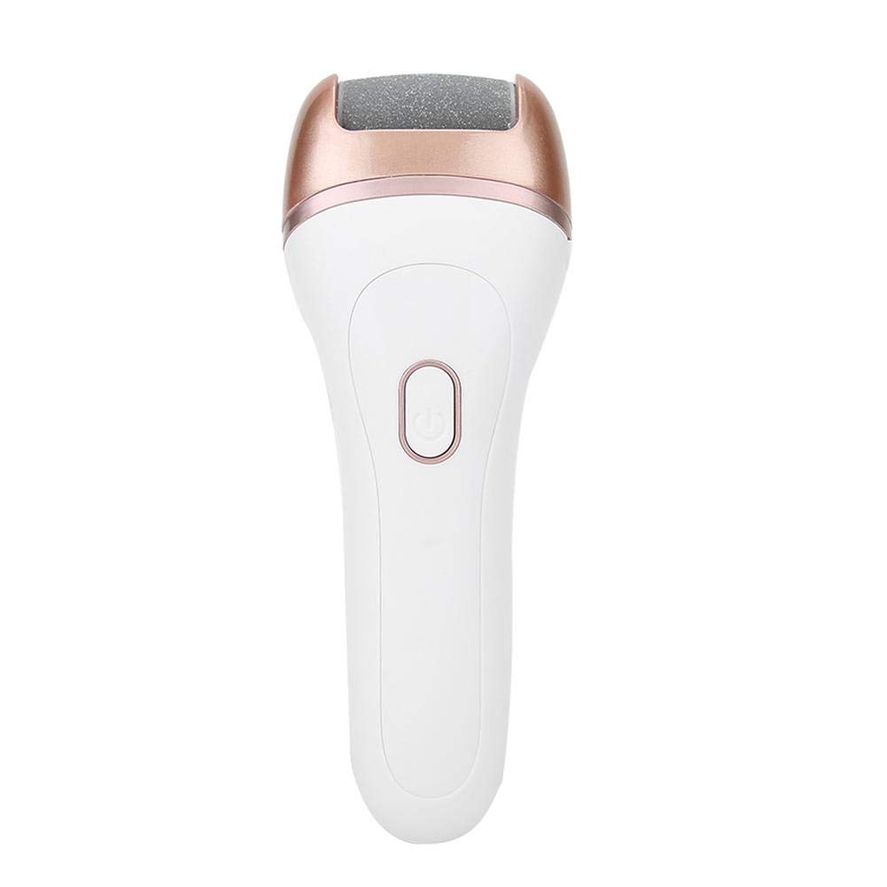 USB Rechargeable Electric Foot File - 3 Grinding Heads for Dead Skin Removal, Pedicure & Foot Care - Portable Callus Remover for Soft Smooth Feet at Home or Salon (Champagne)