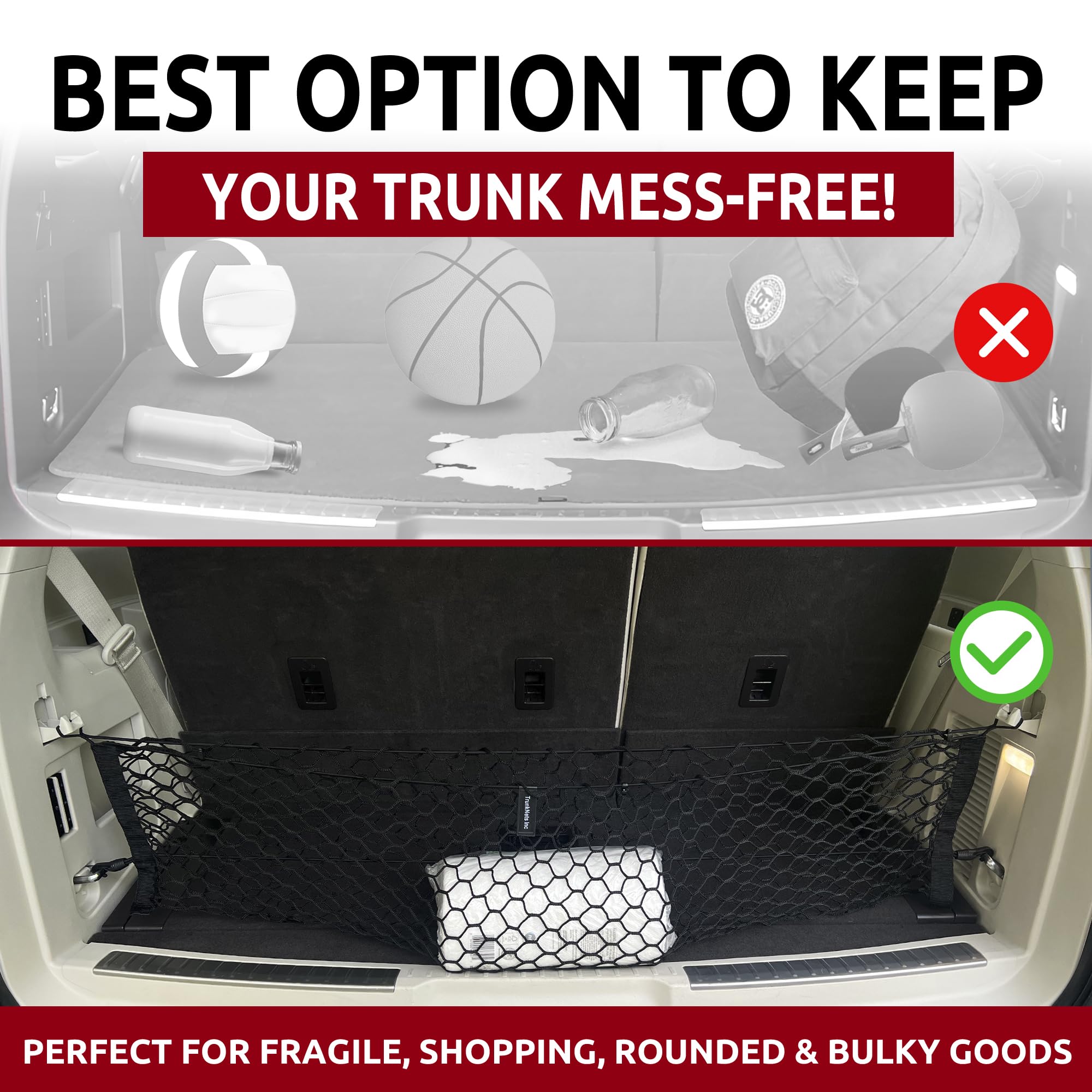 Premium Elastic Trunk Cargo Net for 2018-2025 Lincoln Navigator & Ford Expedition - Heavy Duty Envelope Style SUV Storage Organizer - Secure Luggage Mesh Net for Travel, Camping & Road Trips