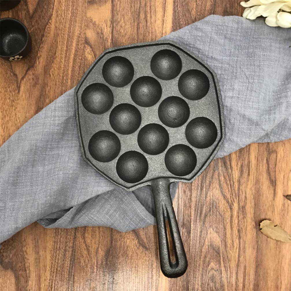 DOITOOL Cast Iron Octopus Ball Maker Pan - Nonstick 12-Hole Grill Pan for Stovetop, Egg Ball Baking & Takoyaki - Perfect for Home Cooking, Party Snacks & Japanese Street Food Style