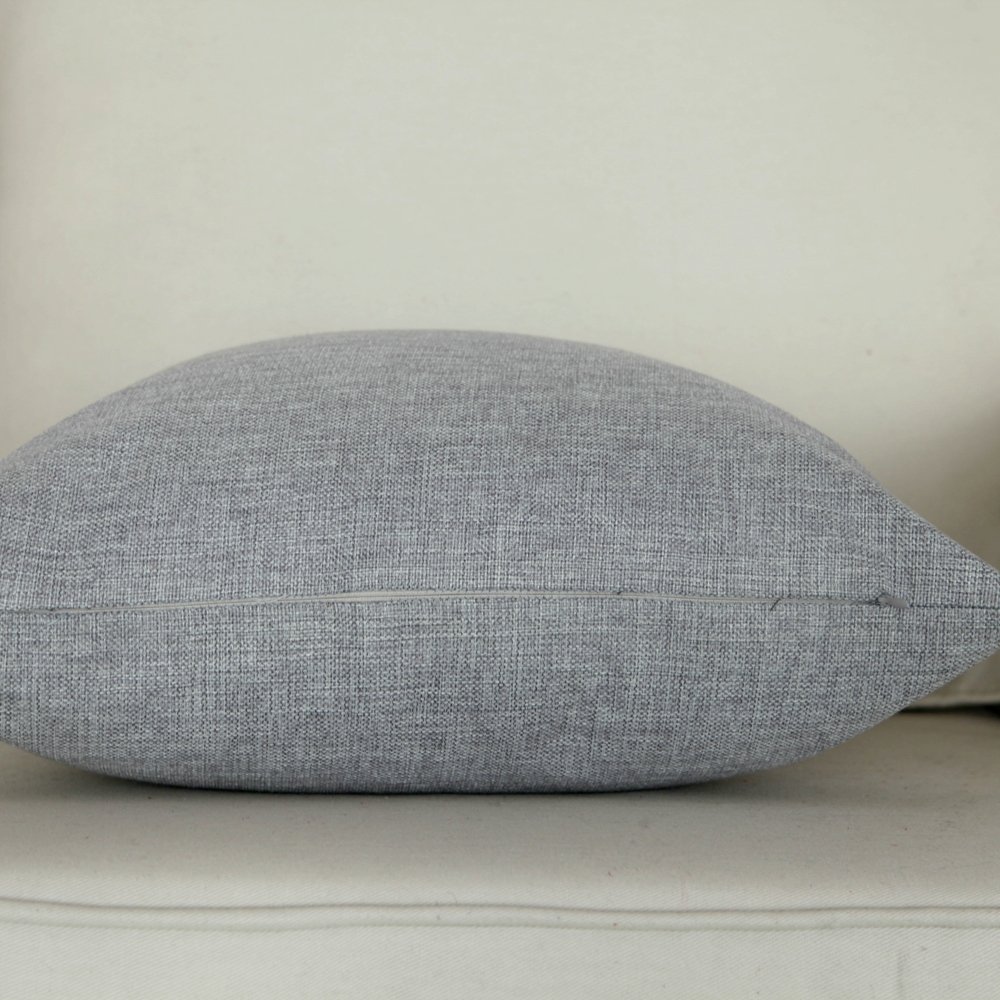 Artcest Set of 2 Kids Decorative Burlap Linen Throw Pillow Covers 12x12 Inch - Soft Grey Square Cushion Cases for Sofa, Couch, Bed, Nursery & Playroom Decor