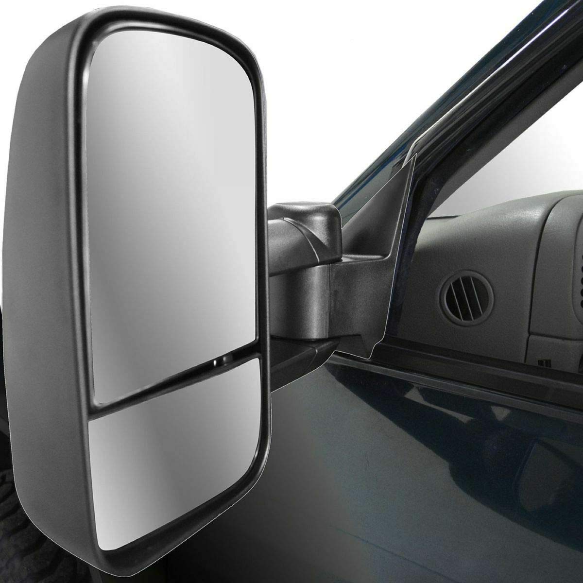 Power Heated Textured Black Tow Mirror Pair Set TR00012 - Durable & Stylish Replacement for Trucks & SUVs - Perfect for Towing, Night Driving & Extreme Weather Conditions