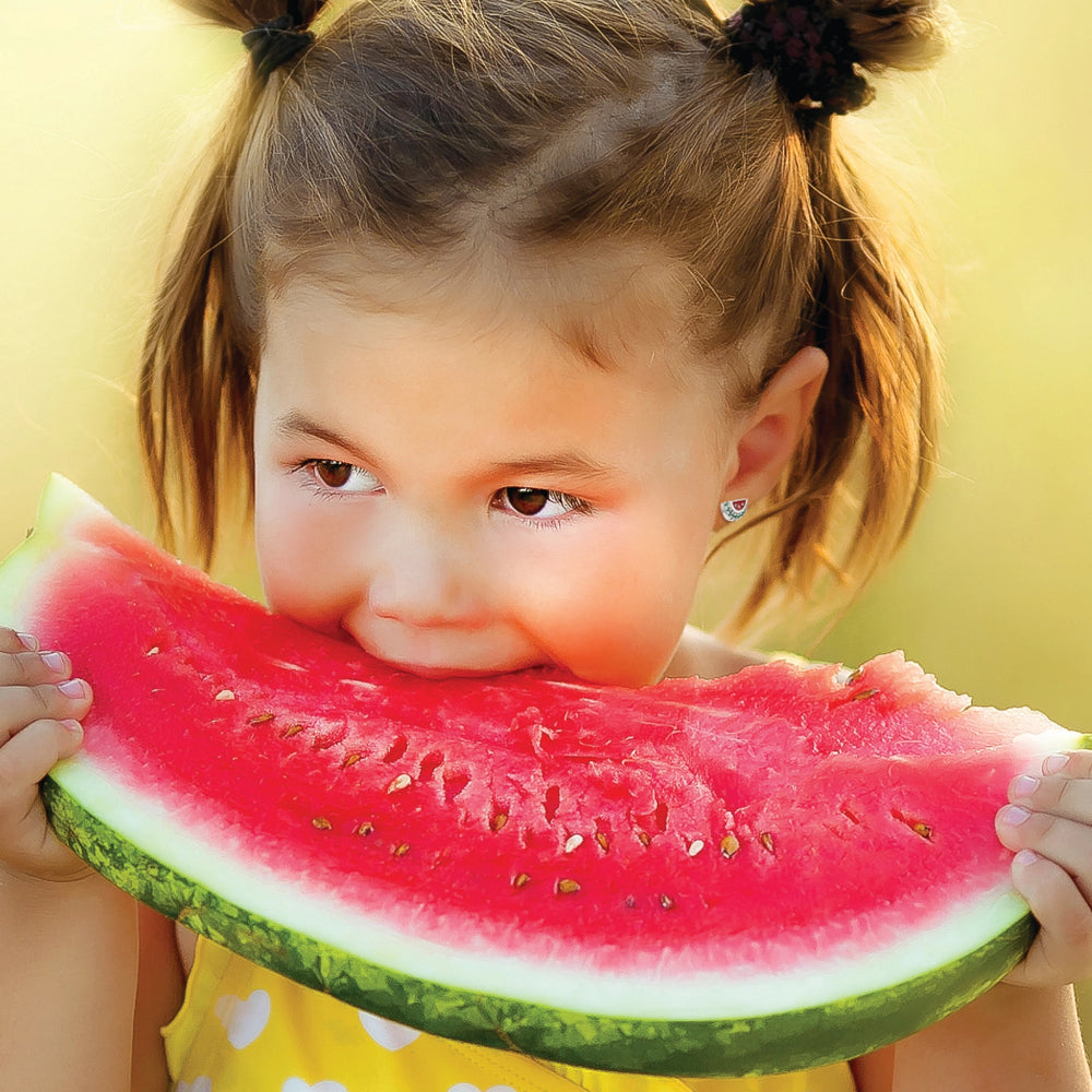 Sterling Silver CZ & Enamel Watermelon Stud Earrings for Kids - Cute Girls' Jewelry Gift for Birthdays, Parties & Everyday Wear