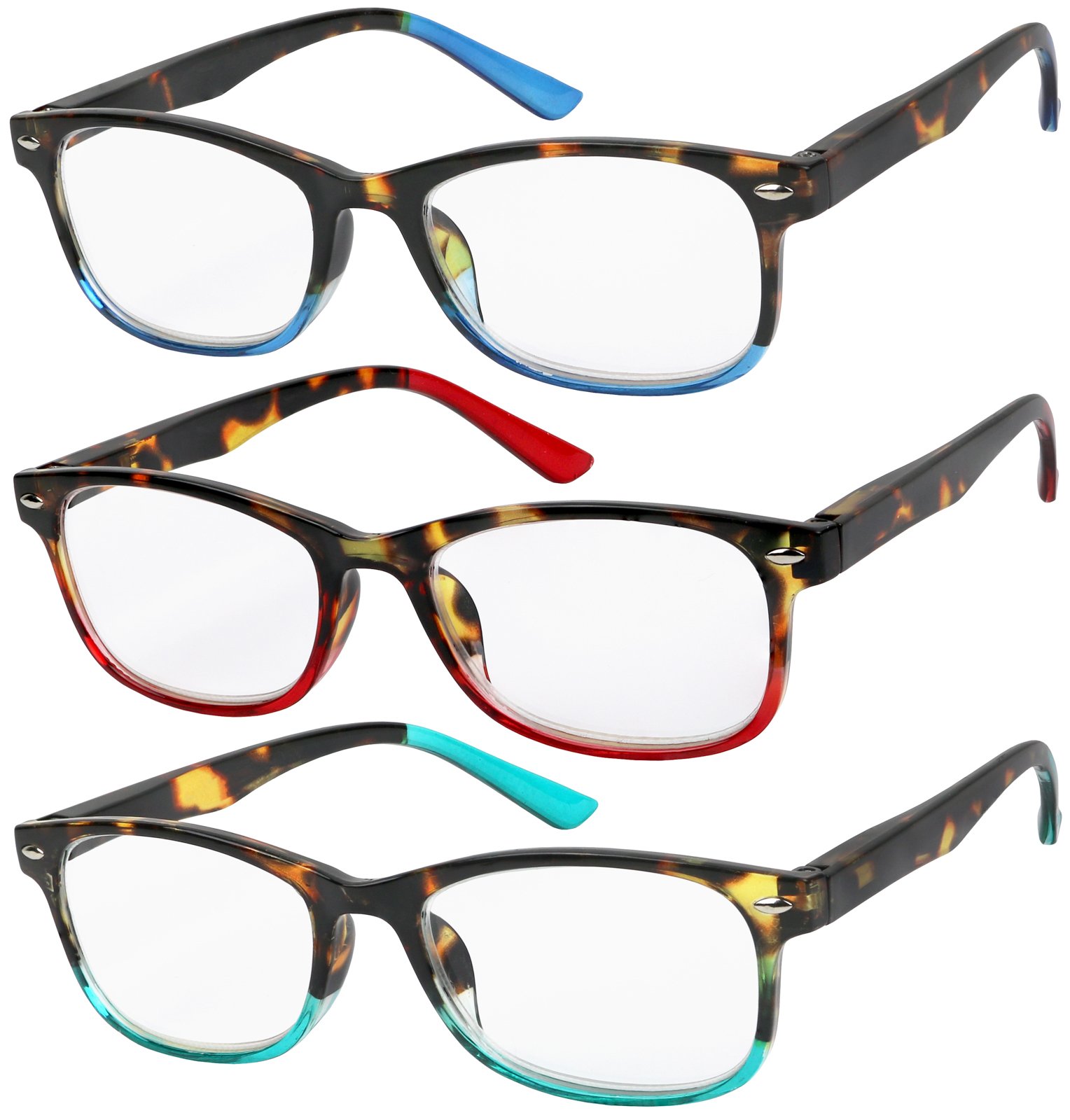 Success Eyewear Reading Glasses Set of 3 - Lightweight Spring Hinge Readers for Men & Women (+1.00 to +3.50 Strength) | Perfect for Reading Books, Using Smartphones & Computer Work