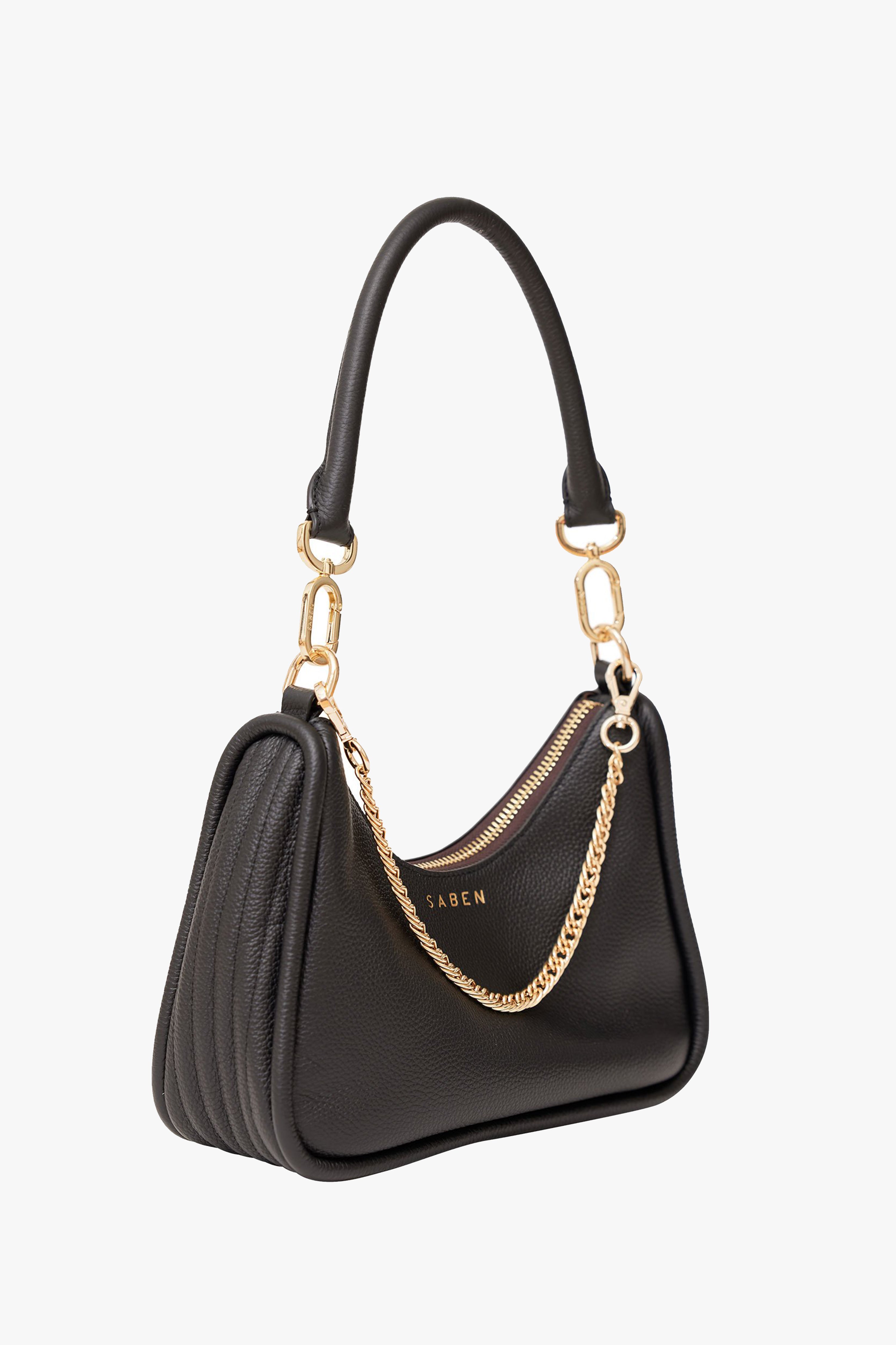 Odette Black Leather Handbag with Gold Chain Strap - Elegant Crossbody Purse for Women, Perfect for Work, Date Night & Travel