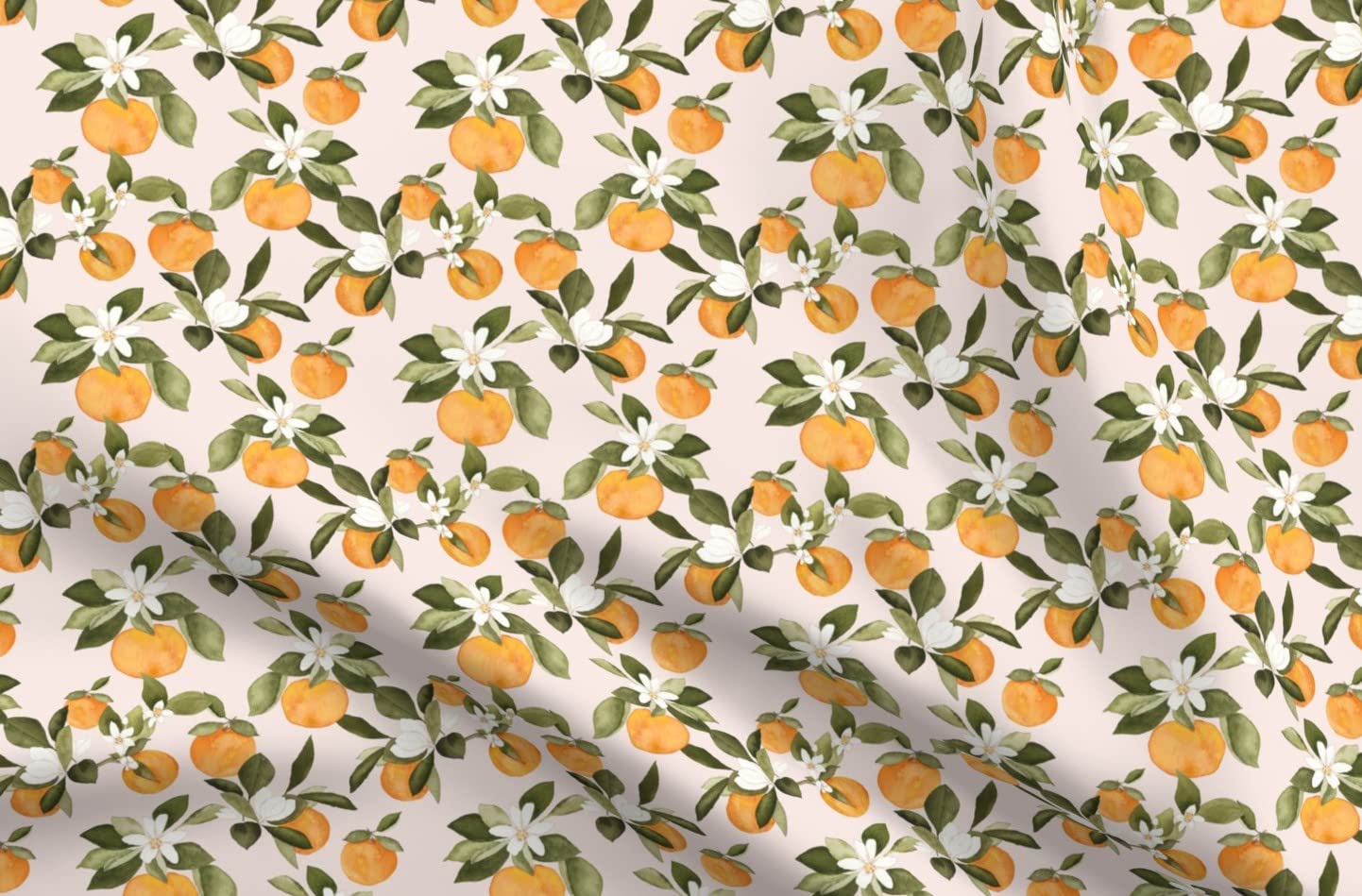 Orange Blossom Pink Citrus Printed Cotton Fabric by The Yard - Spring Summer Floral Pattern for Sewing, Quilting, Apparel, Home Decor & DIY Crafts | Perfect for Dresses, Curtains, Pillows & Table Runners