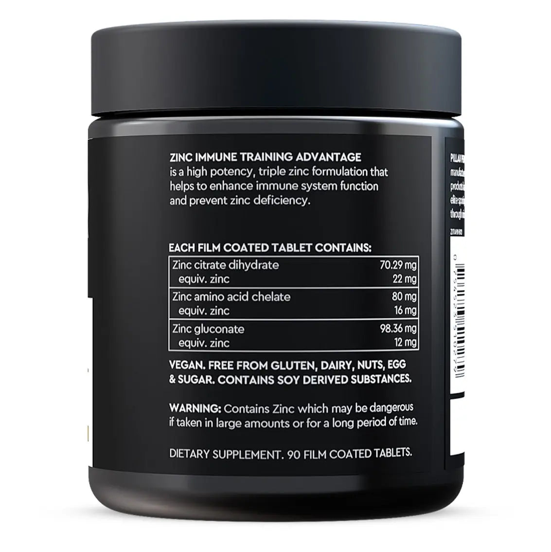 PILLAR Performance Zinc Immune Support Tablets - Boost Immunity & Energy, Vegan & Gluten-Free - Ideal for Daily Wellness & Active Lifestyles