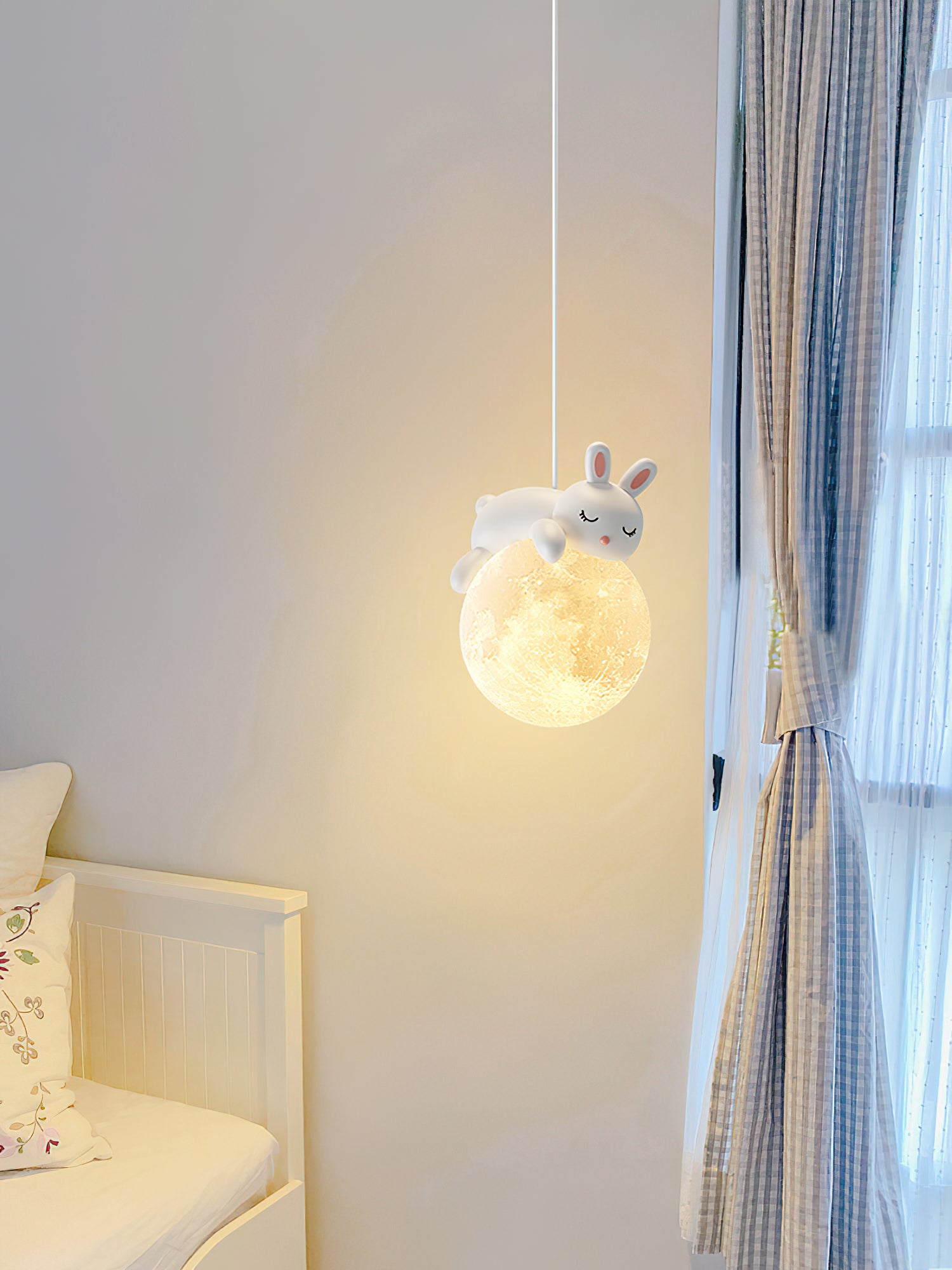 Stylish Cream Animal Pendant Lamp - Modern Nursery Decor, Kids Room Lighting & Boho Home Accent