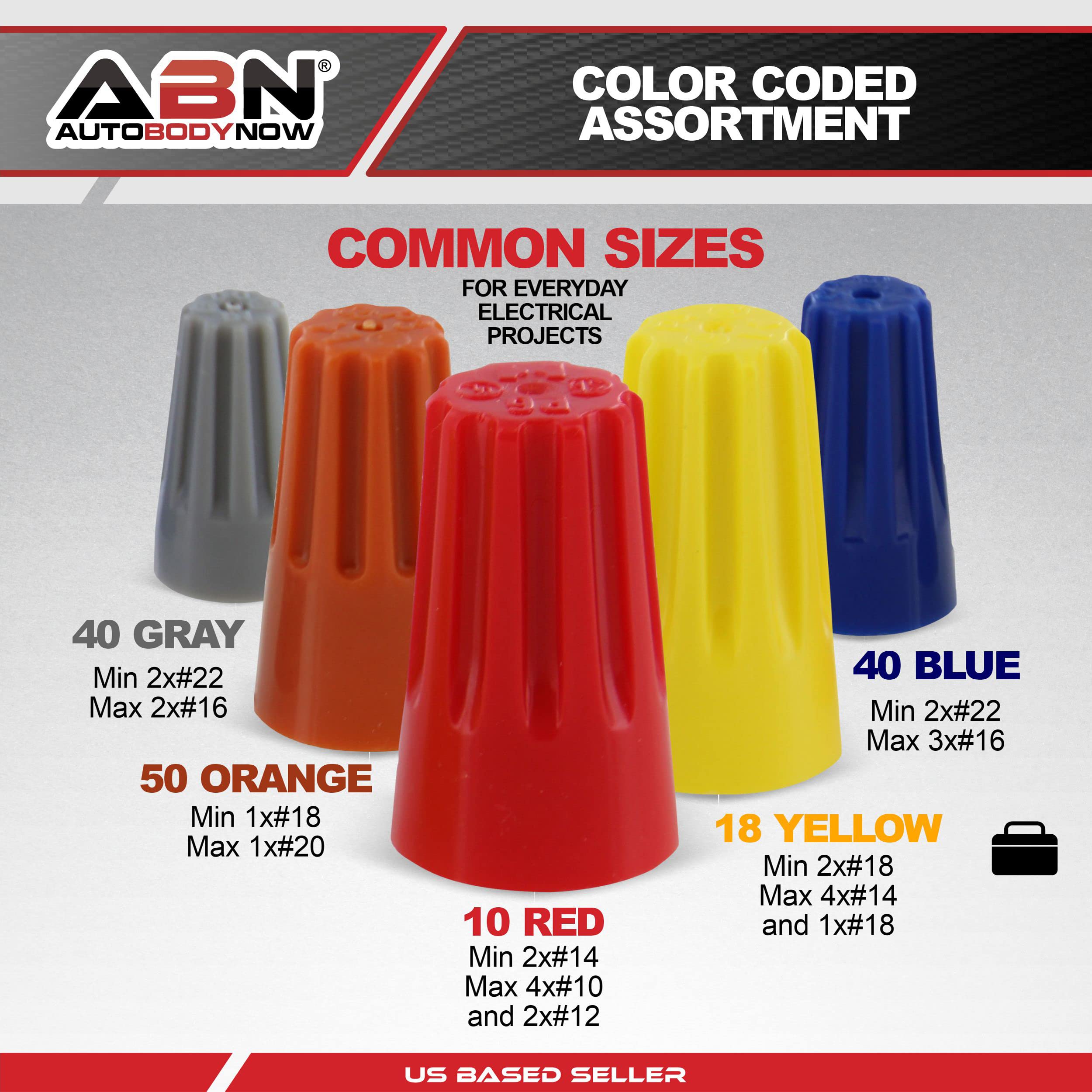 ABN 158-Piece Assorted Plastic Wire Connectors Set - Electrical Wire Caps for Rewiring, Splicing & DIY Projects - Ideal for Home Electrical Repairs, Automotive Wiring & Appliance Maintenance