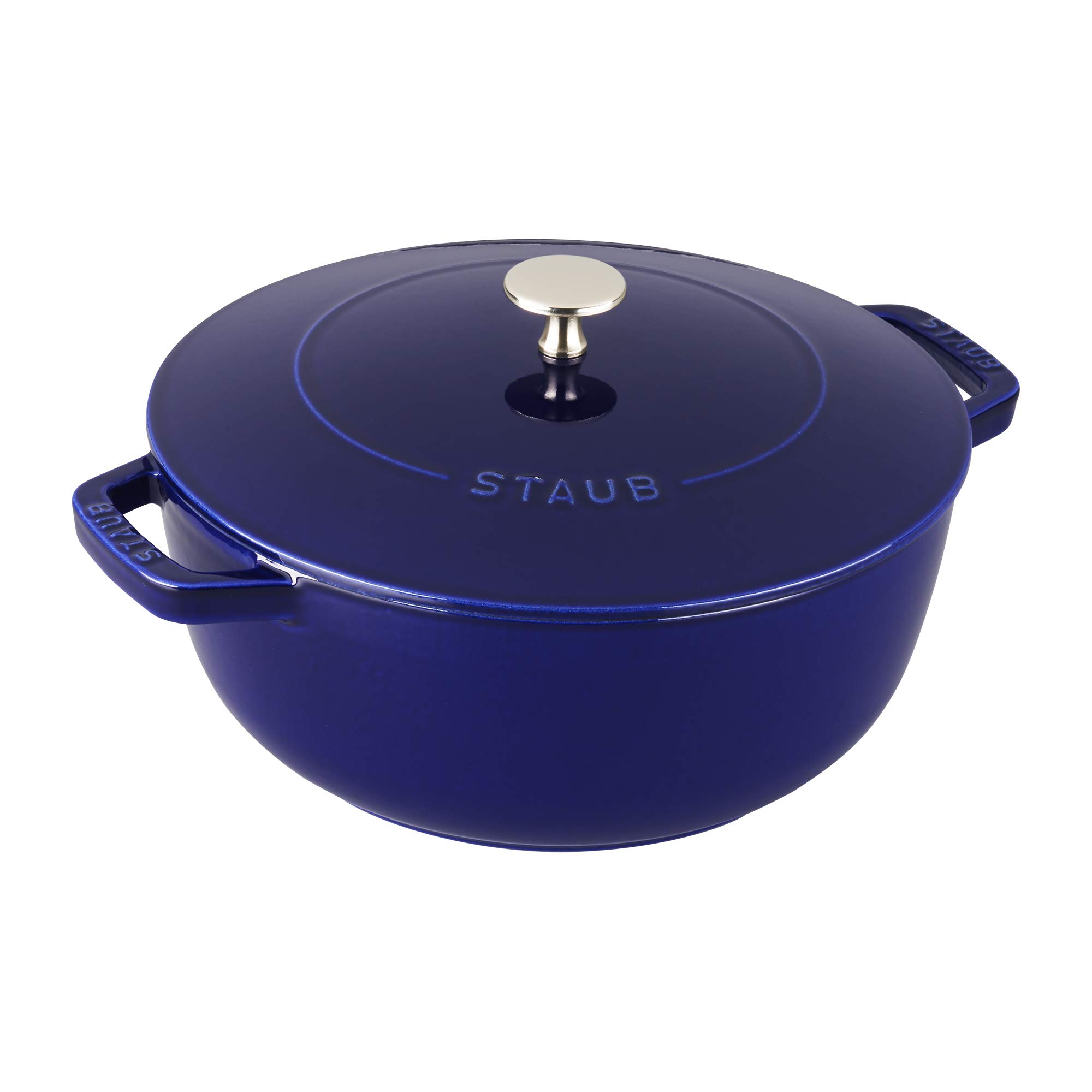Staub 3.75 Quart Cast Iron Dutch Oven - Premium French Cookware, Dark Blue, Made in France | Perfect for Braising, Stewing & Baking Bread at Home