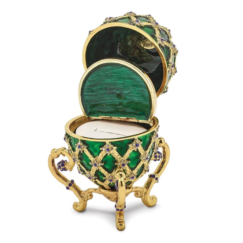 Luxury Bejeweled Royal Coach Ring Holder with Egg Inside - Elegant Jewelry Organizer for Wedding, Engagement & Gift Giving