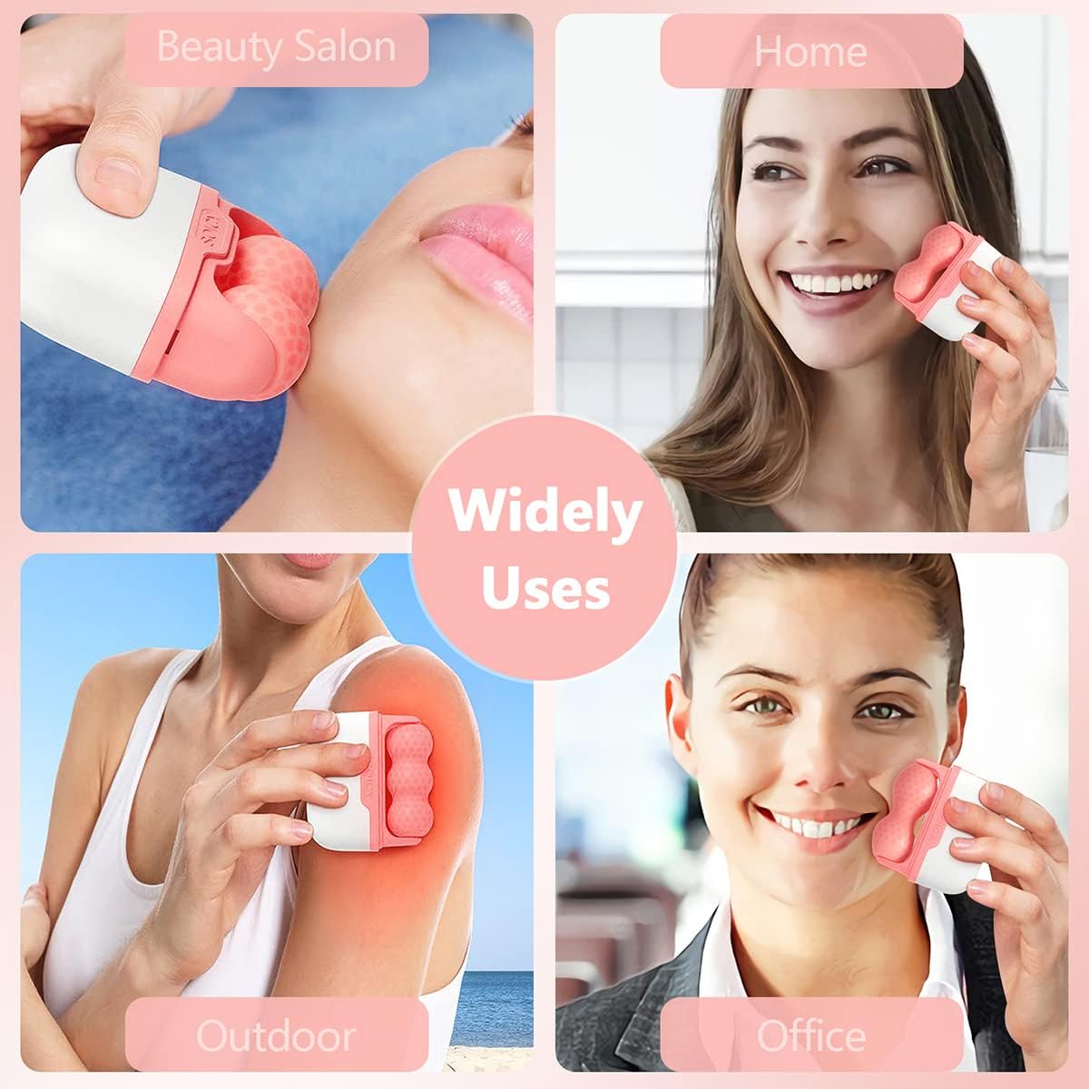 GION 2-in-1 Facial Massager Roller for Face & Neck - Reduces Wrinkles, Puffiness & Pain Relief - Includes Travel Case - Beauty Treatment Tool for Women & Men - Perfect for Home Spa & Skincare Routine