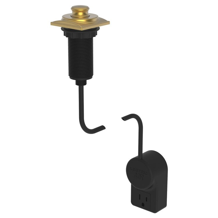 Adams Disposer with Air Activation Switch & Power Adapter - Satin Gold PVD Brass Finish for Kitchen Sink Waste Disposal System