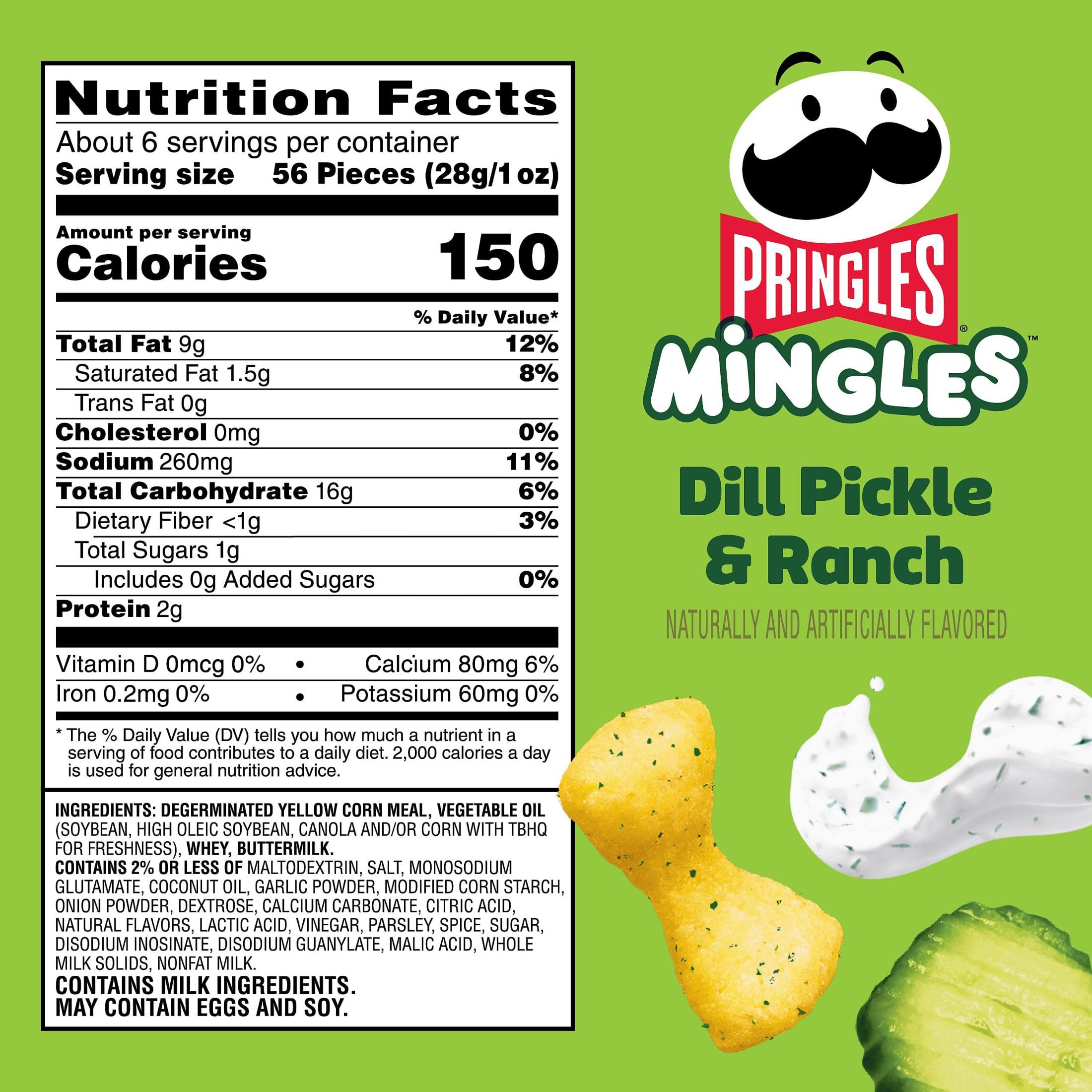 Pringles Mingles Puffed Snacks - Dill Pickle & Ranch Flavor - 6 Pack of Crunchy Salty Snacks for Parties, Road Trips & Movie Nights