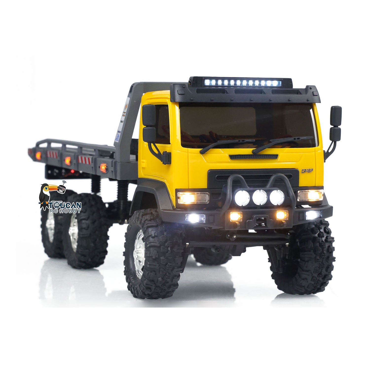 1/18 Scale CR18P 6WD RC Rock Crawler - Remote Control Off-Road Truck with 2-Speed Transmission & LED Lights | Fast Free Shipping RTR Flatbed Trailer | Perfect for Trail Adventures, Backyard Crawling & Off-Road Racing