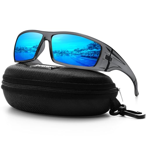 Clear Gray Frame/Blue Mirror Lens