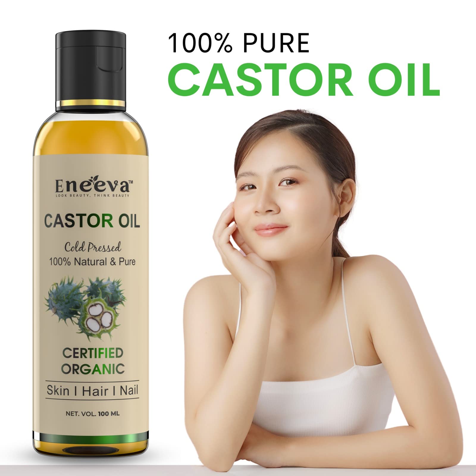Eneeva Pure Castor Oil for Hair Growth & Hair Fall Control - 100% Herbal Adivasi Formula (100ml, Pack of 3) | Promotes Thicker, Stronger Hair | Ideal for Daily Hair Care & Scalp Massage