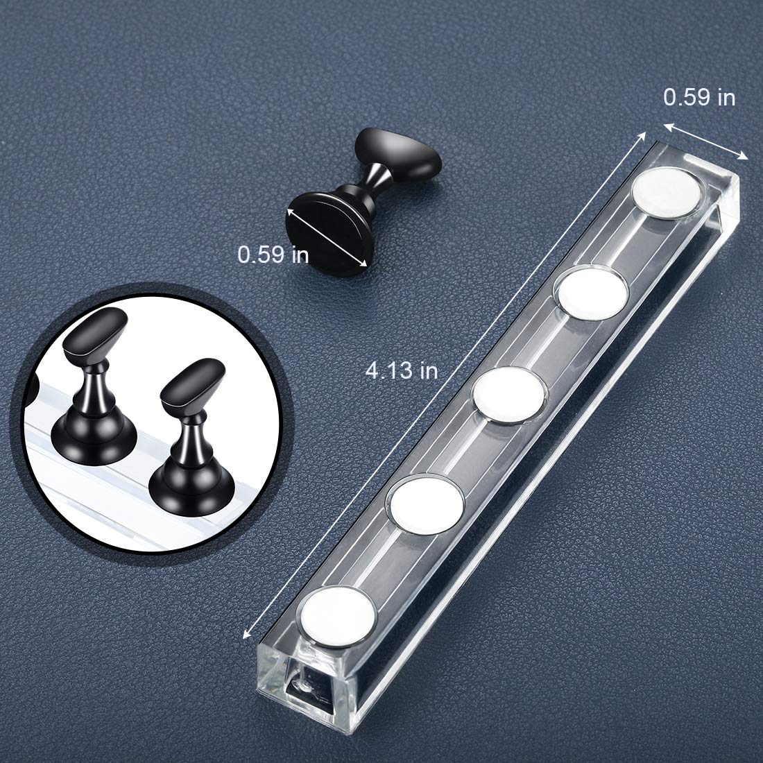 Magnetic Acrylic Nail Display Stand - 2 Pack Black Nail Art Practice Holder for False Nail Tips, Manicure Training & DIY Nail Art | Perfect for Home Salon, Professional Practice & Nail Art Beginners