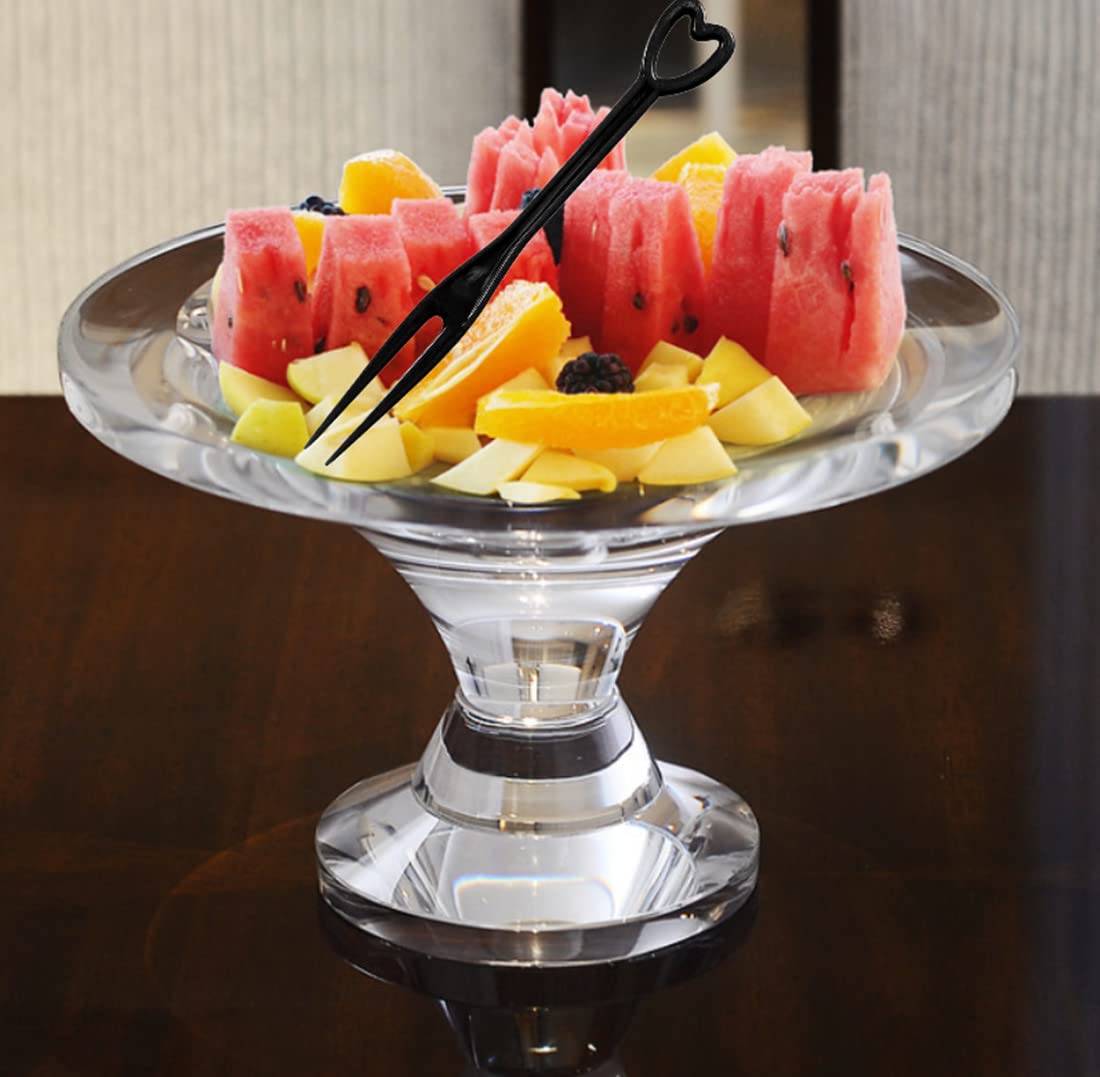 500PCS Disposable Black Heart-Shaped Plastic Cocktail Picks - Mini Cake Forks, Fruit Forks & Appetizer Sticks for Parties, Weddings, Dessert Tasting & Cocktail Garnish