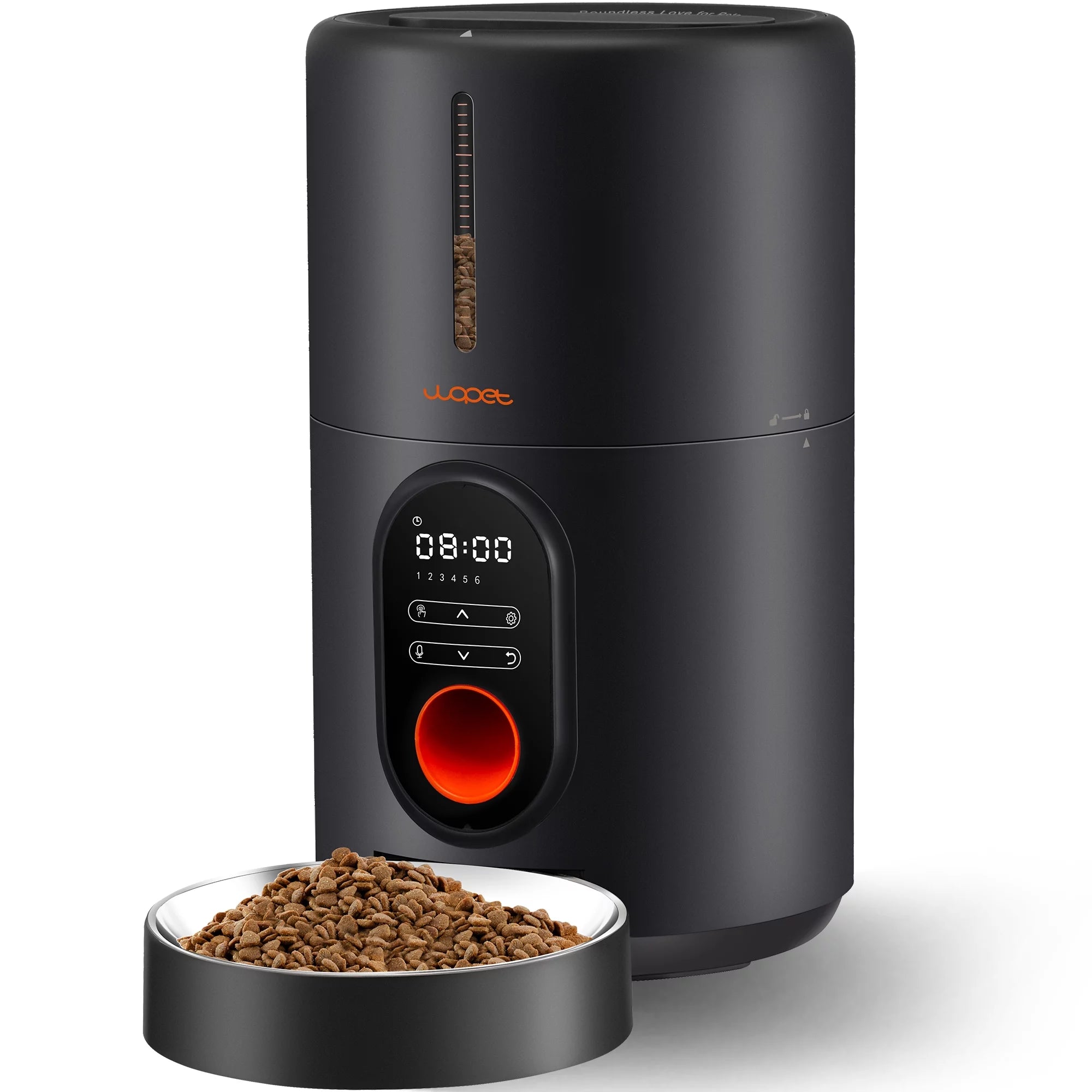 Automatic Dog Feeder with Stainless Steel Bowl - 4L Pet Food Dispenser for Cats & Dogs - Perfect for Home, Office & Travel Use - Black