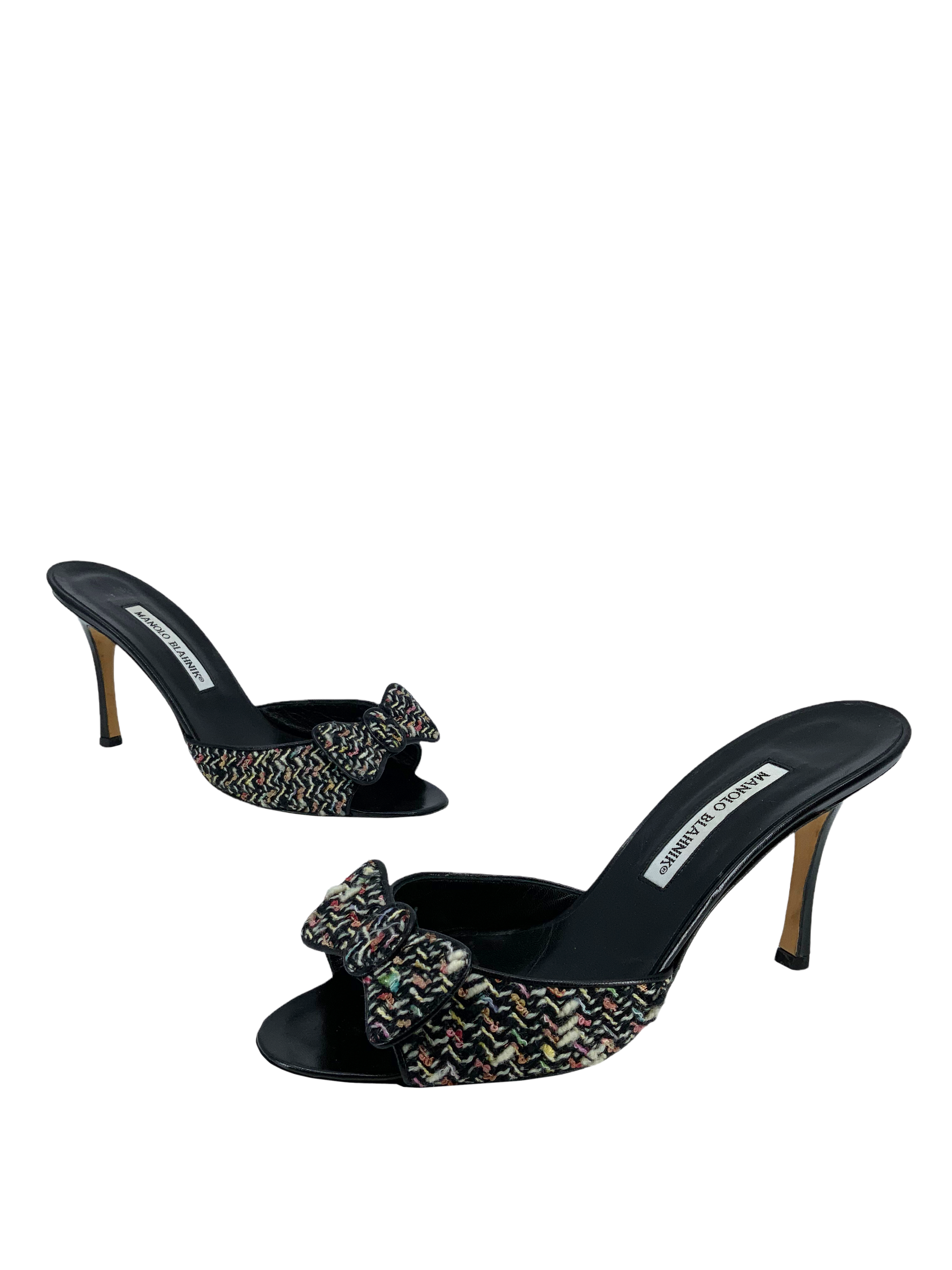 Manolo Blahnik Women's Tweed Slide Sandals - Size 10 US | Comfortable Summer Slides for Beach, Pool & Casual Outings