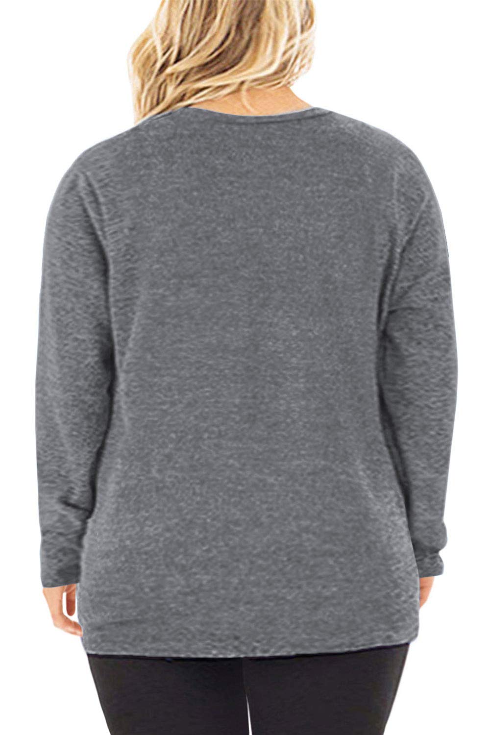 Plus Size Women's Knotted Long Sleeve T-Shirt - Loose Casual Blouse for Women | Comfortable & Stylish Top for Everyday Wear, Office, and Date Nights